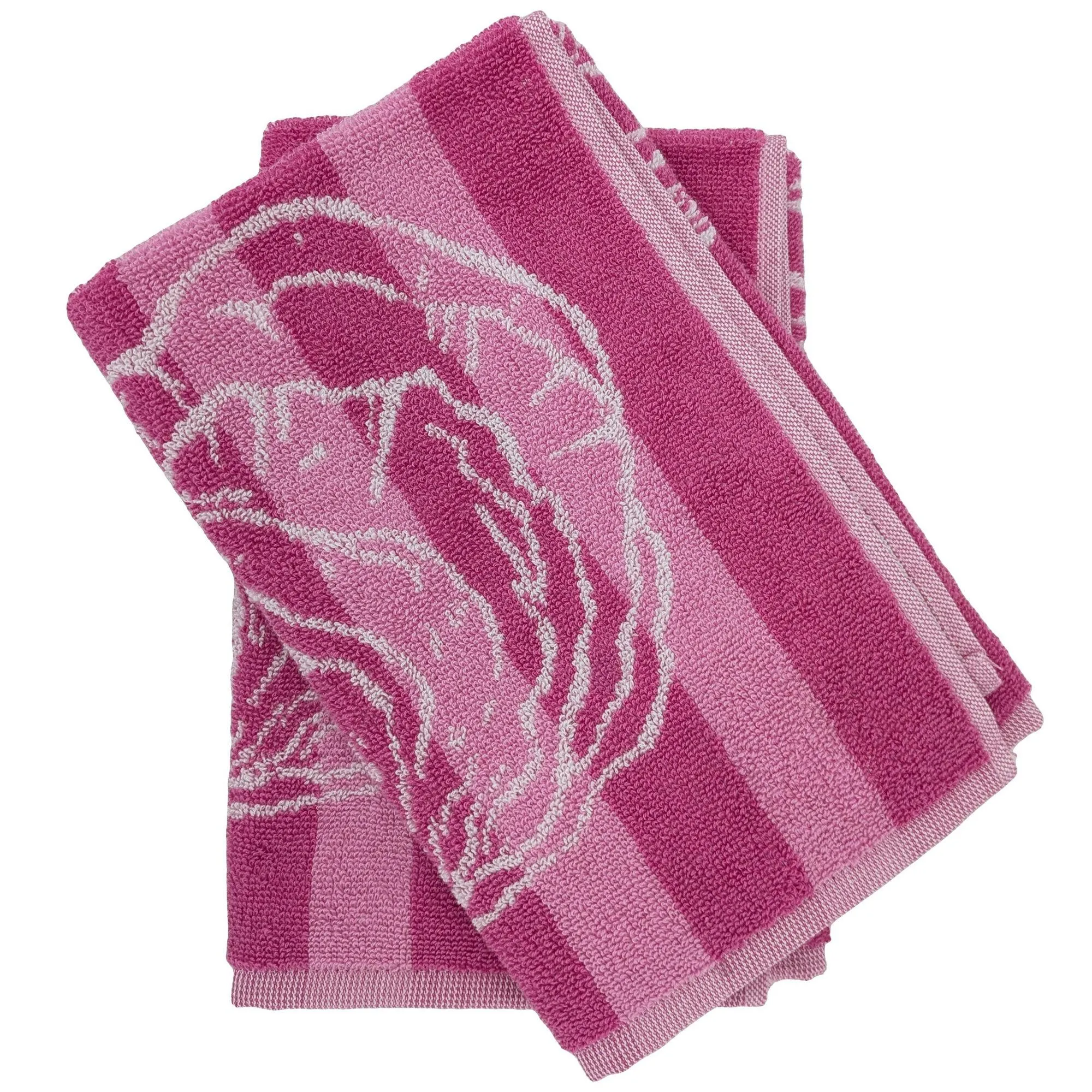 Lot de 2 torchons de cuisine éponge 50x50 cm collection SEAFOOD rose