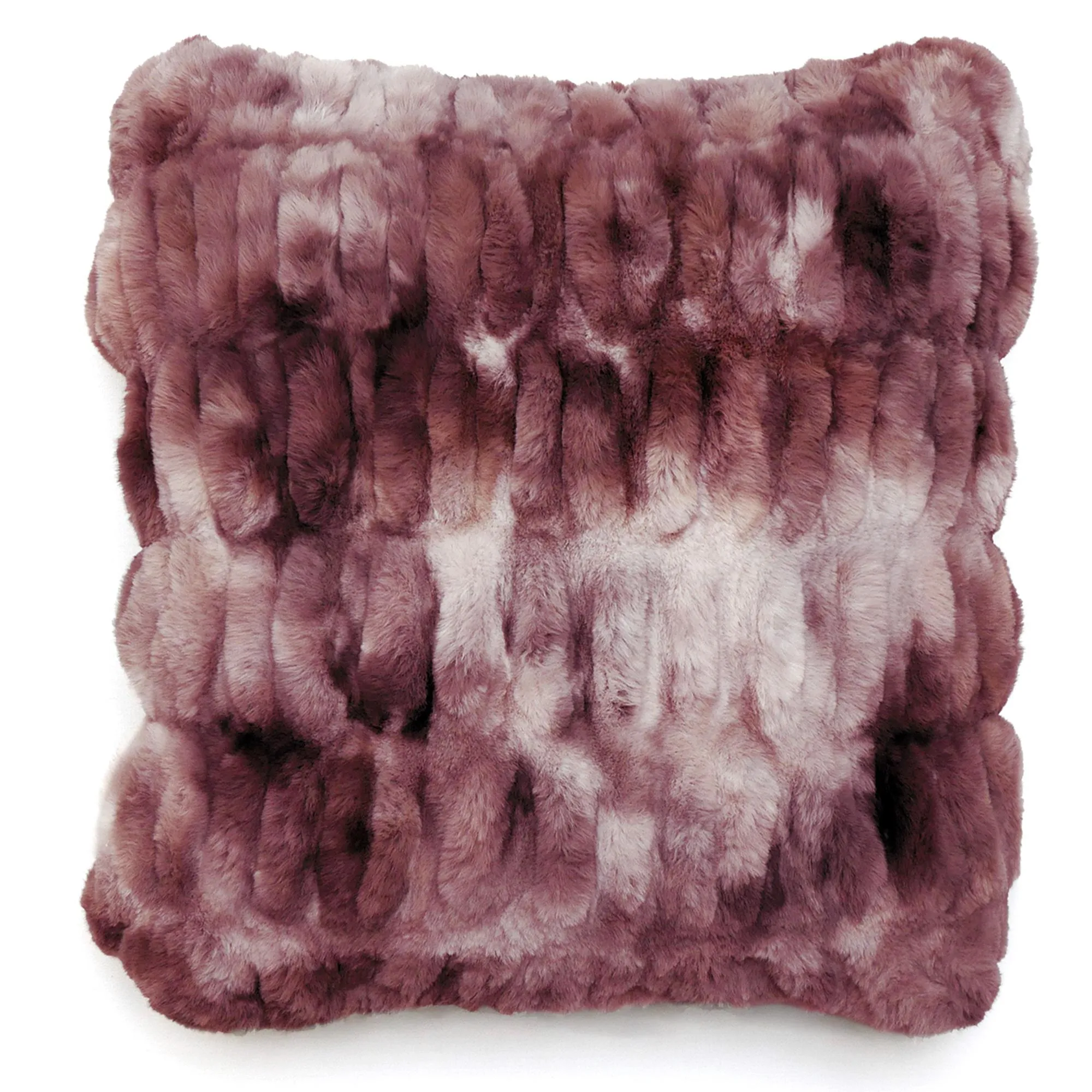 Coussin 45x45 cm ZIBELINE en fausse fourrure rose Prune