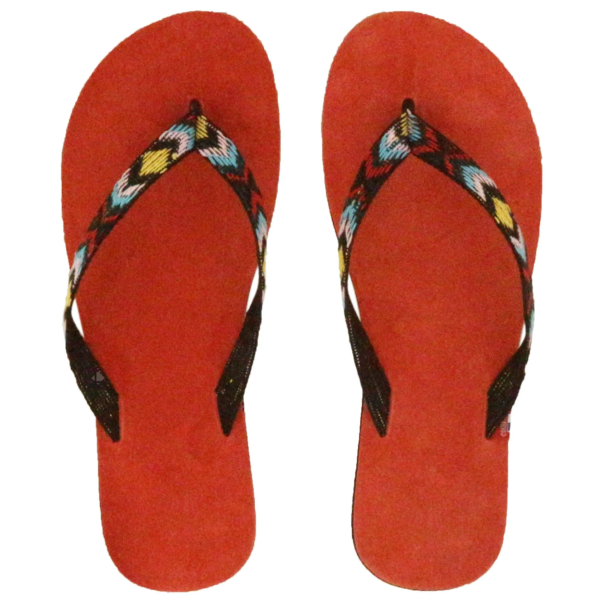 Tong en cuir motif ikat MAYA taille 42/43 rouge Corail