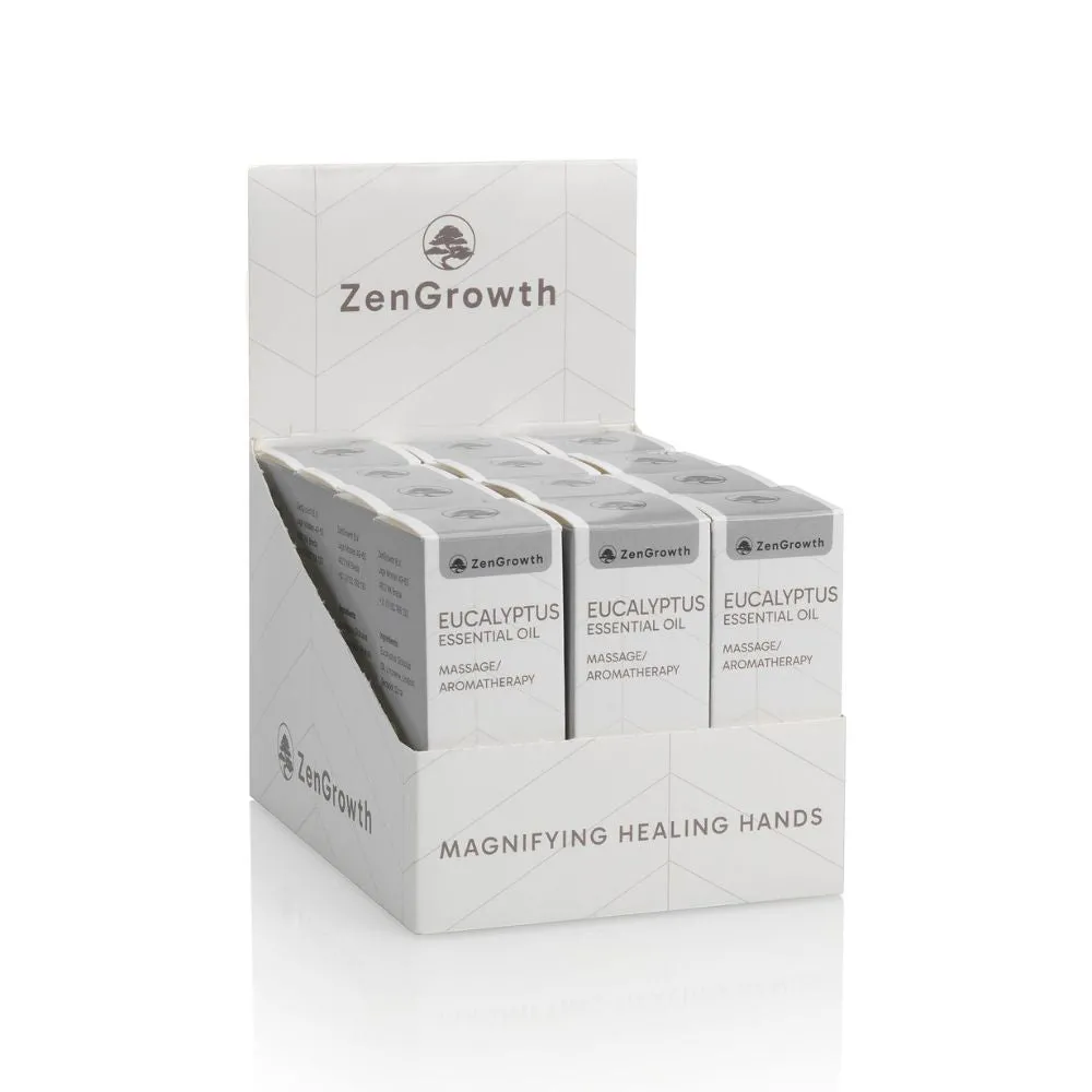 ZENGROWTH Présentoir d'huiles essentielles biologiques d'eucalyptus avec 12 flacons
