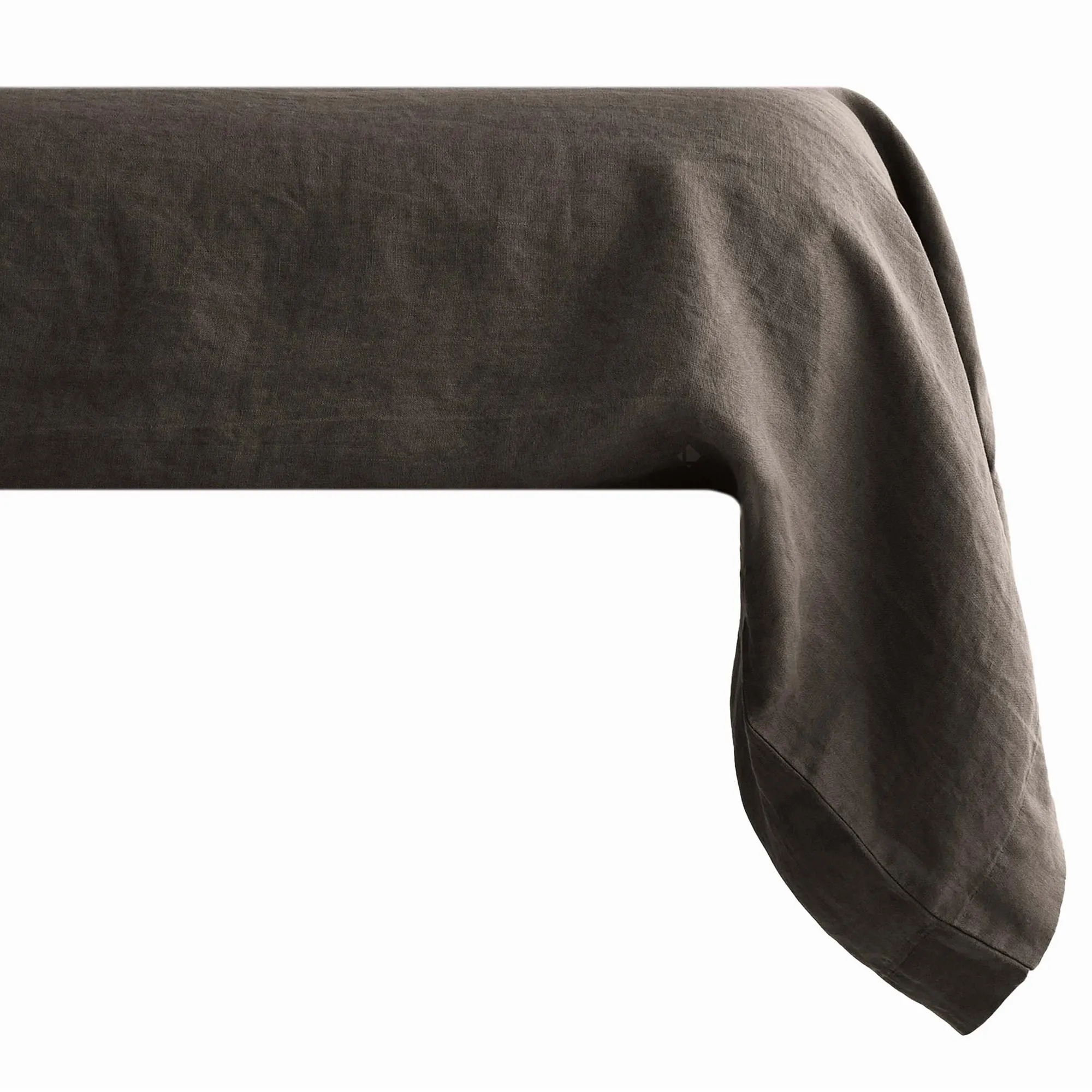 Taie de traversin uni 195X43 cm 100% lin lavé SONATE noir Café