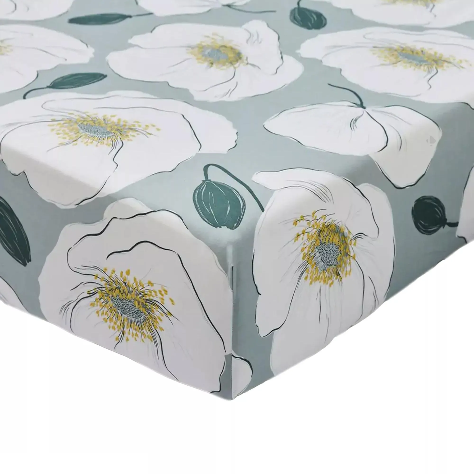 Drap housse 140x190 cm percale de coton bonnet 30 cm ADÈLE vert céladon