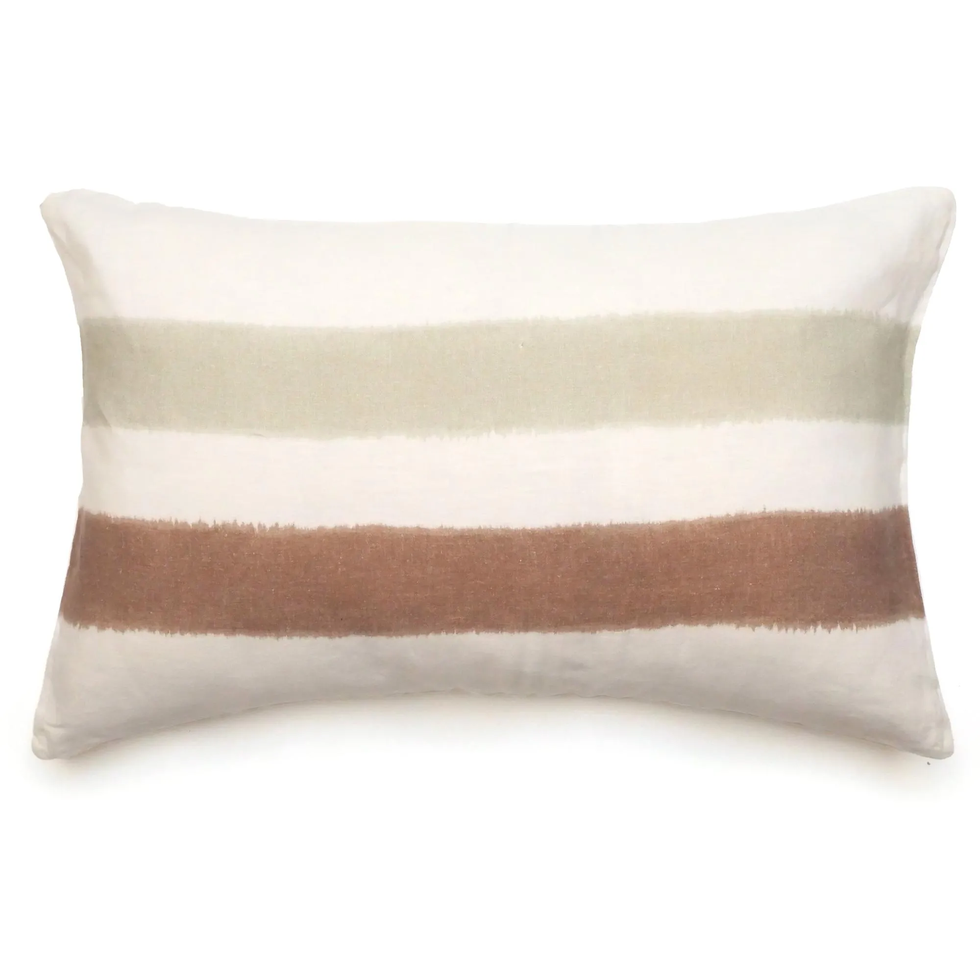 Housse de coussin 40x60 cm Aria lin lavé doublé coton Tabac-Sauge
