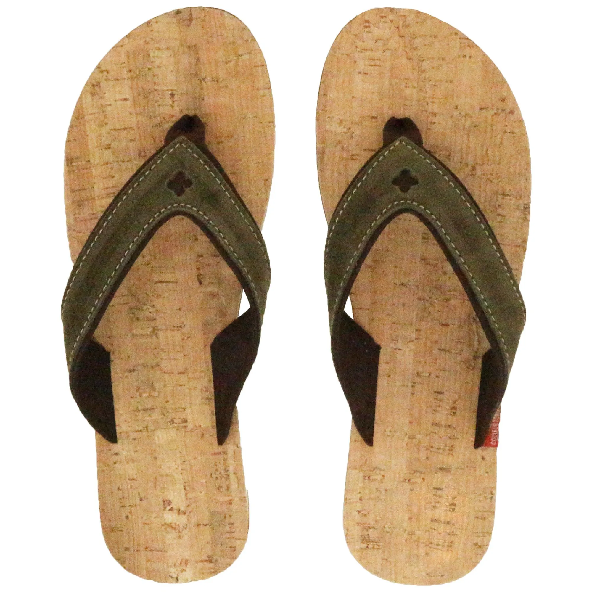 Tong bride large en cuir et liège SPERONE 46/47 Vert