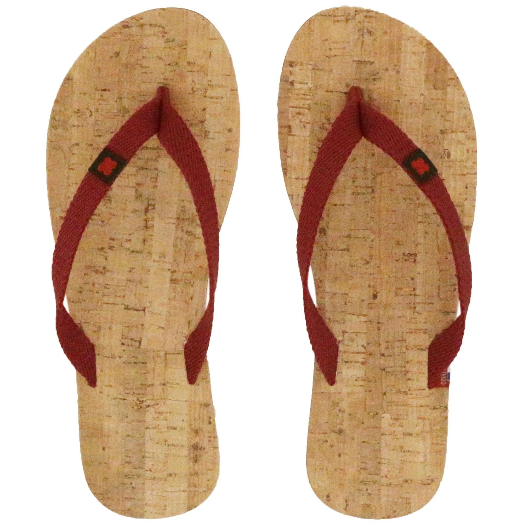 Tong en liège et bride en coton recyclé MOOREA 38/39 rouge Bordeaux