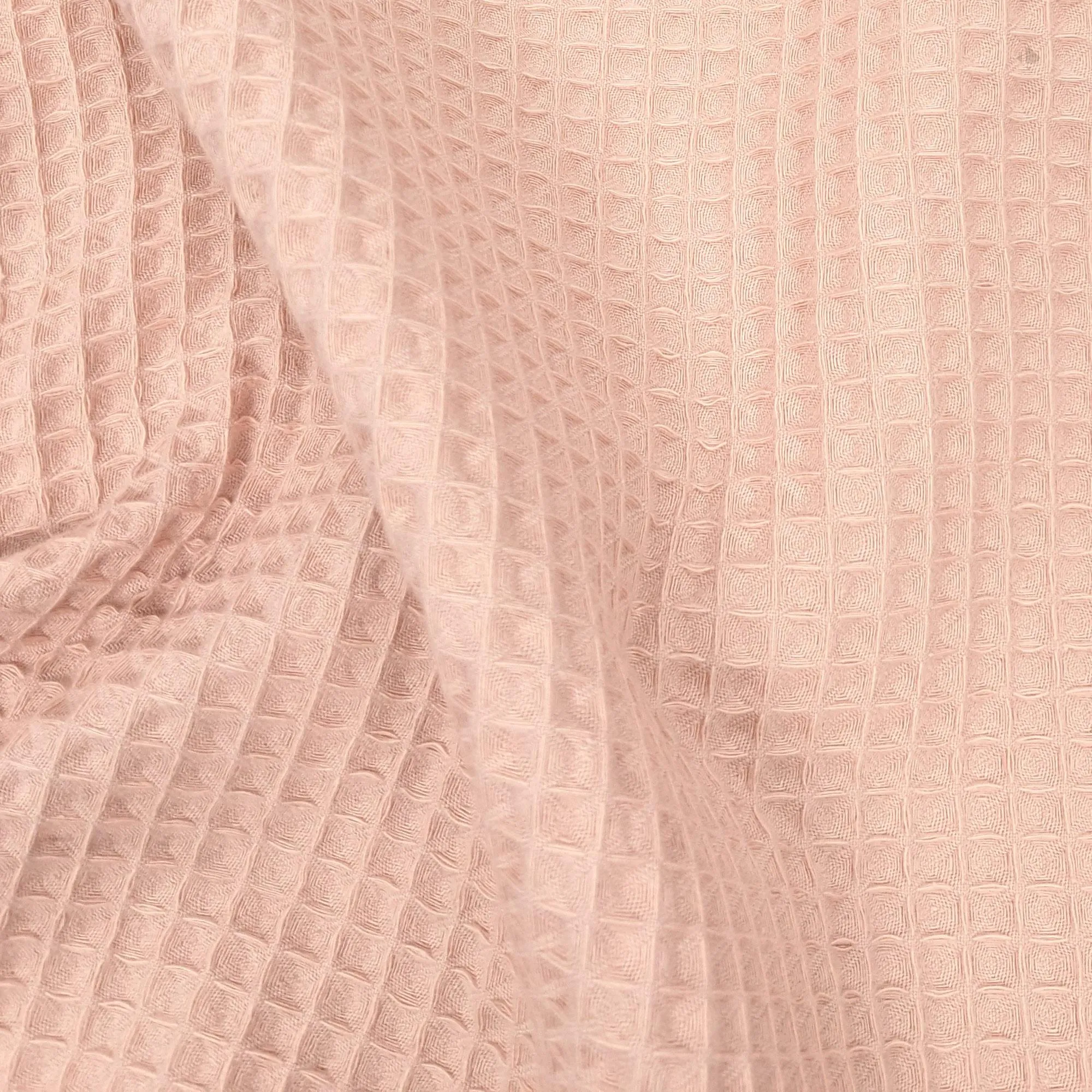 Tissu uni aspect nid d'abeille 230g/m² RUCHE pur coton rose