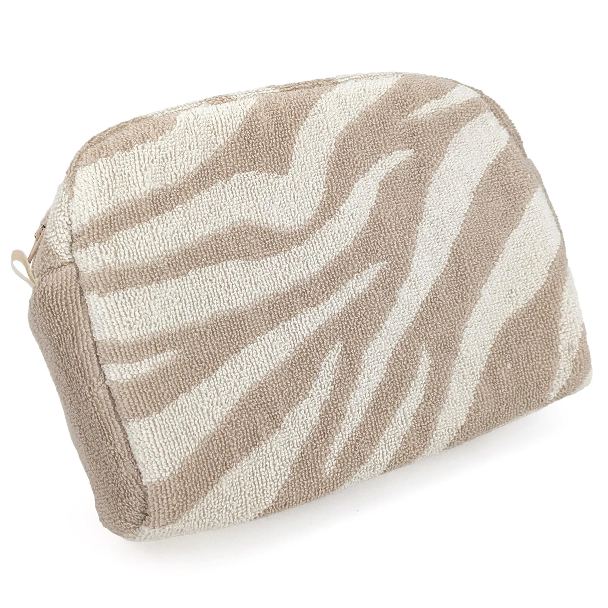 Trousse de toilette collection ZEBRA SOFT pur coton motif zèbre beige