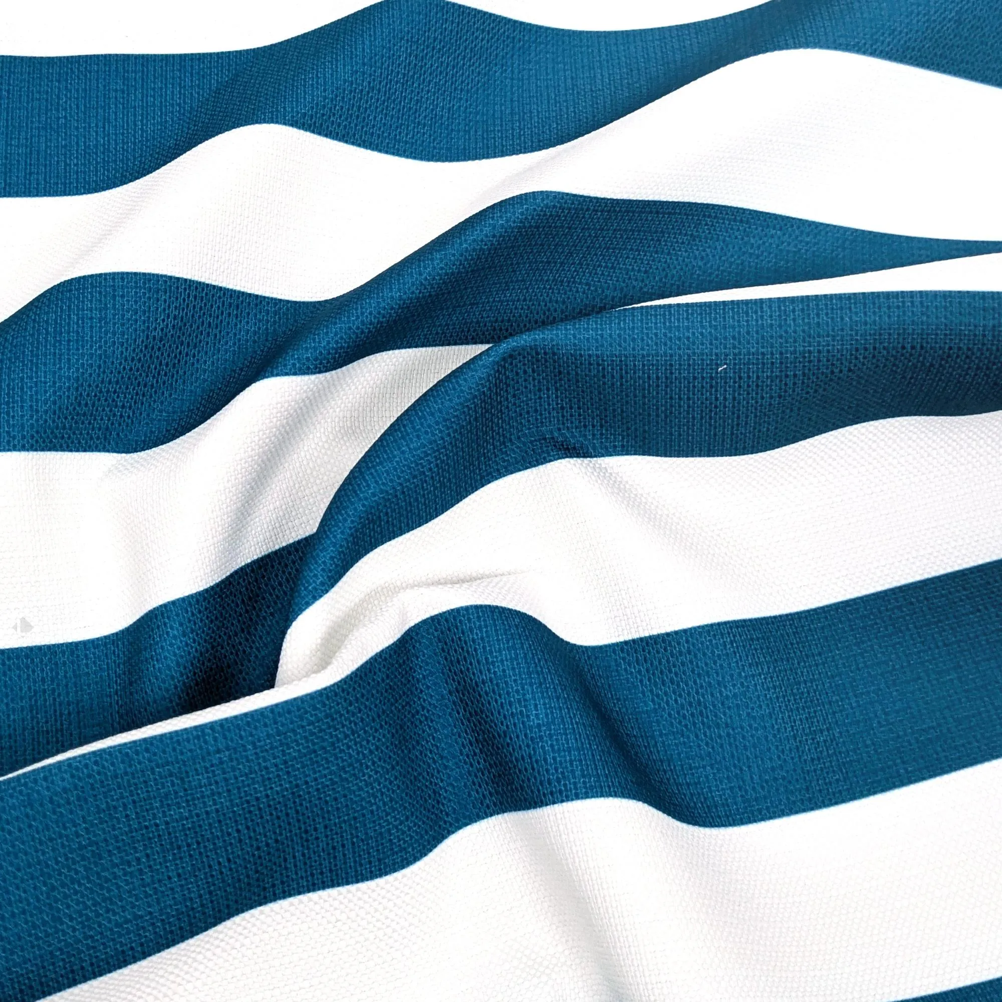 Tissu motif à rayures CANNES déperlant 100% PE bleu canard