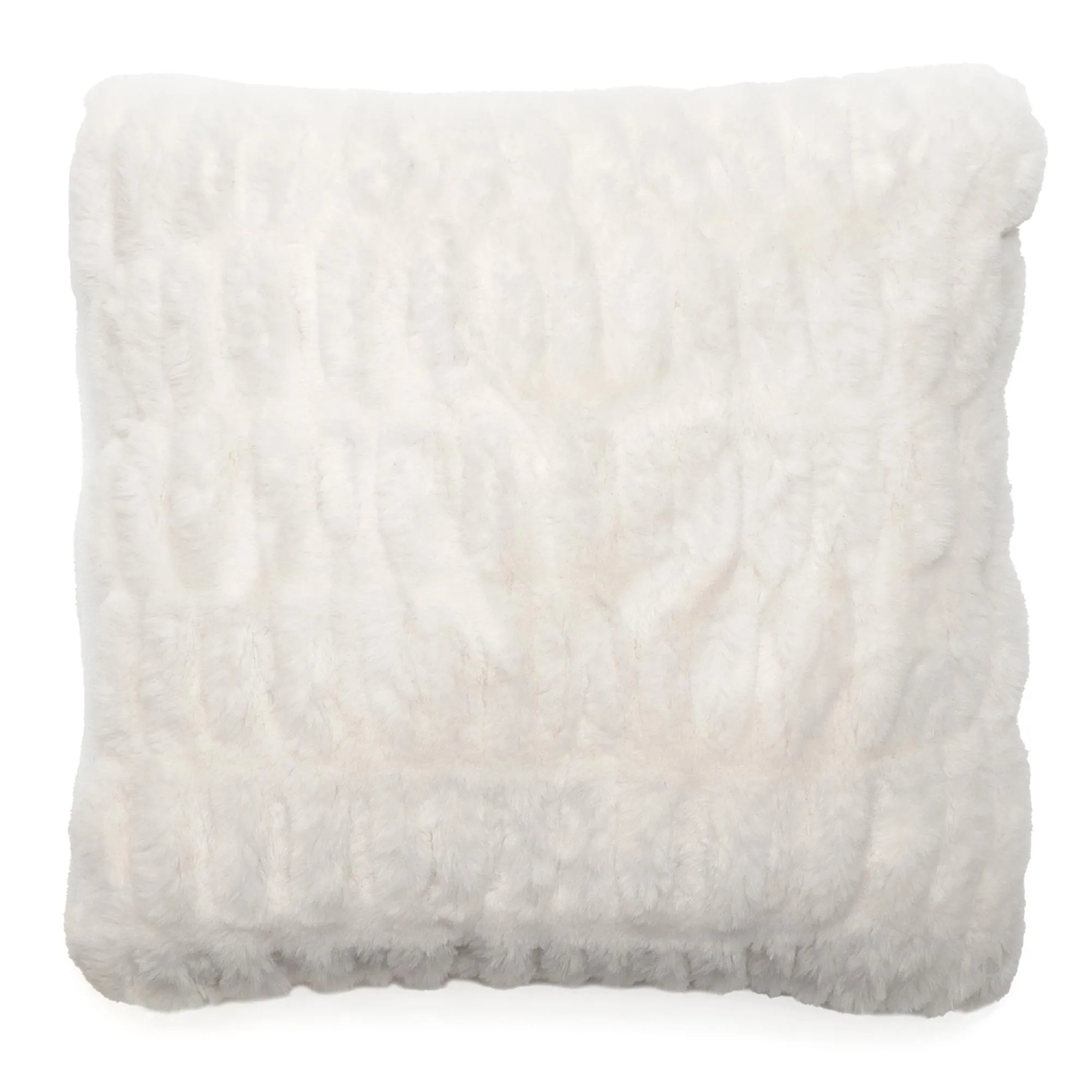 Coussin 45x45 cm ZIBELINE en fausse fourrure blanc Neige