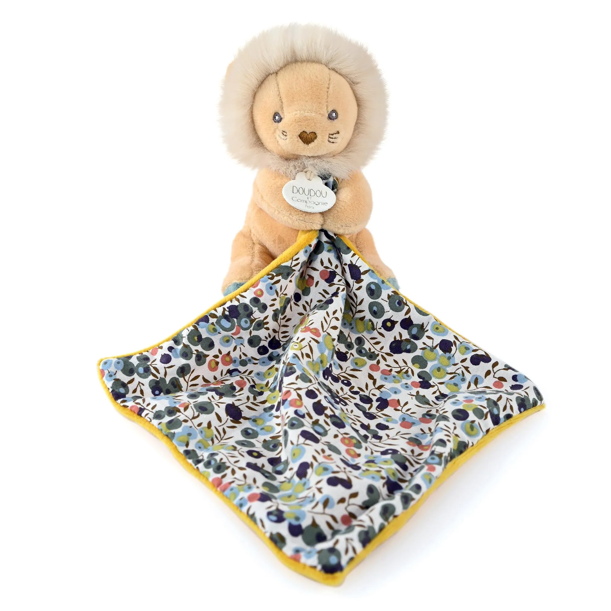 Doudou pantin 12 cm polyester BOH'AIME lion jaune multicolore