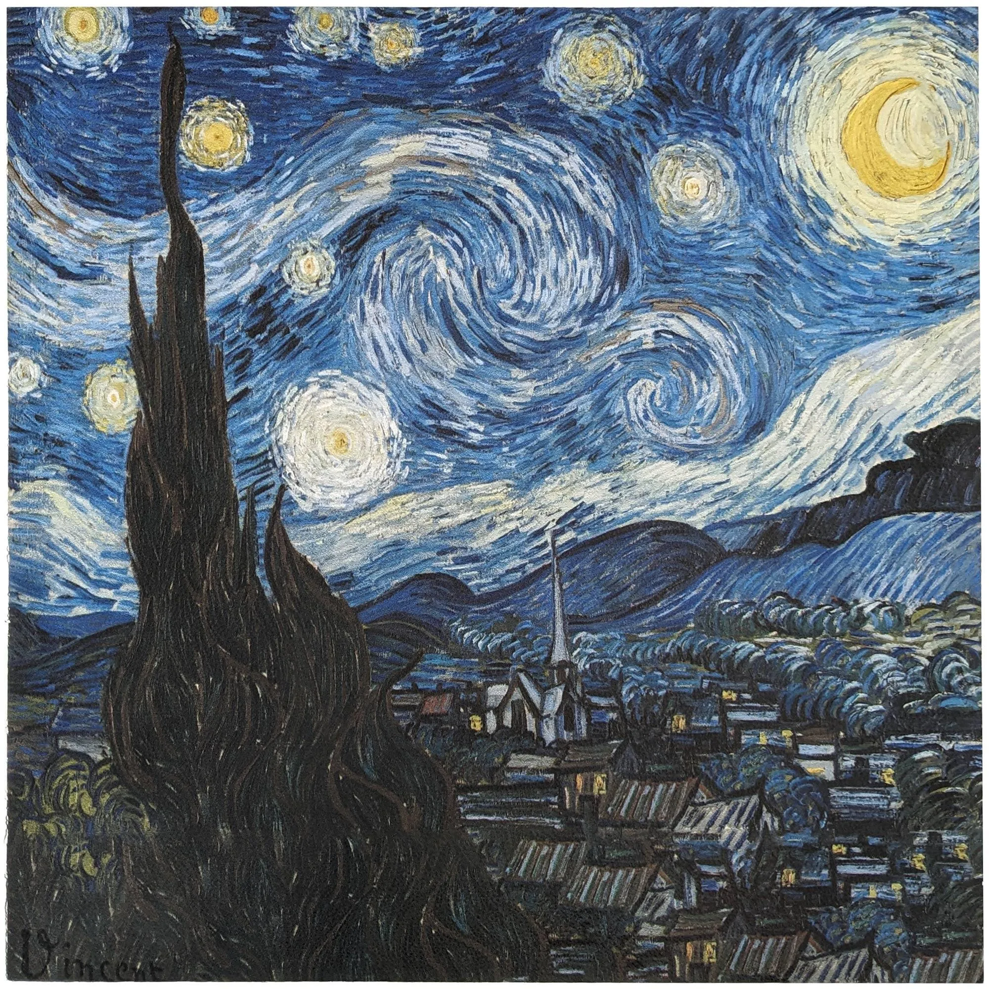 Carré de tissu similicuir vegan bleu 400 g/m² 44x44 cm ART Nuit étoilée