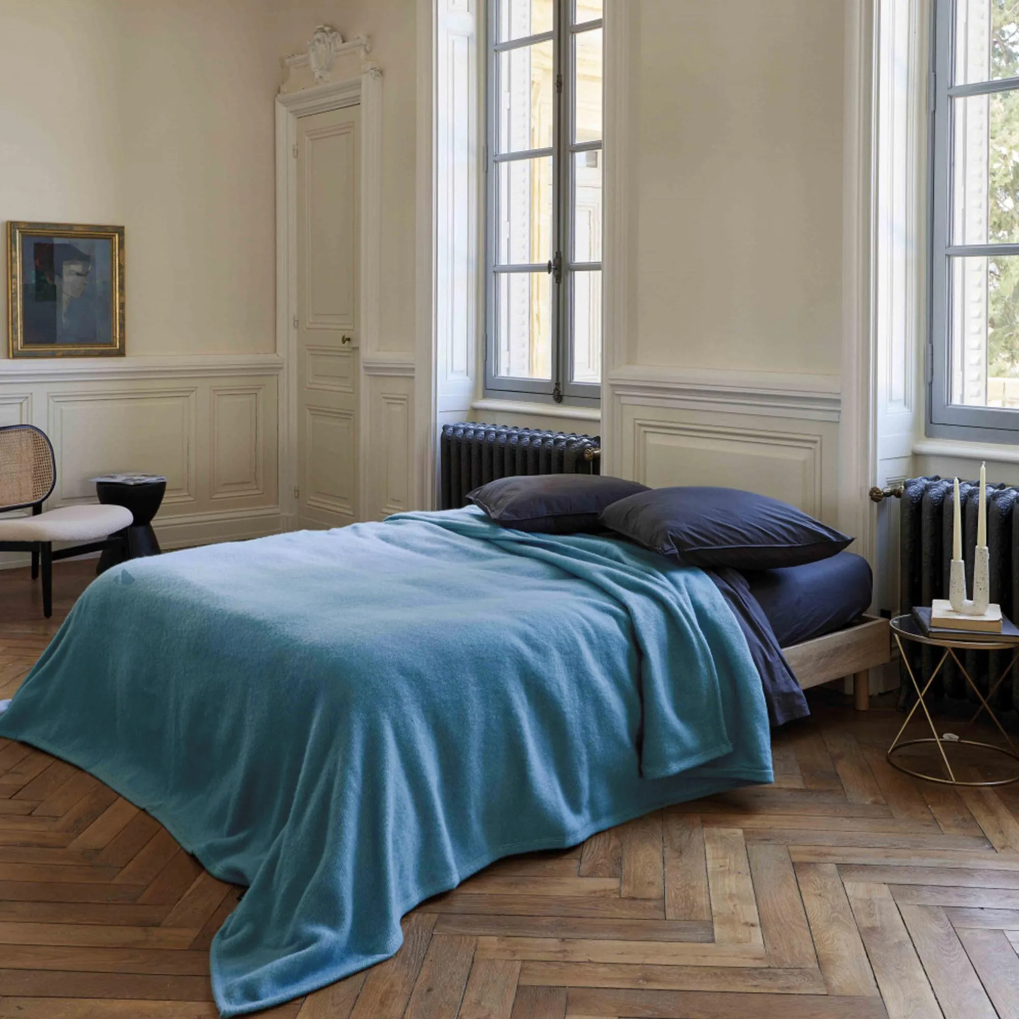 Couverture en laine mélangée 240x300 cm COURMAYEUR vert cèdre