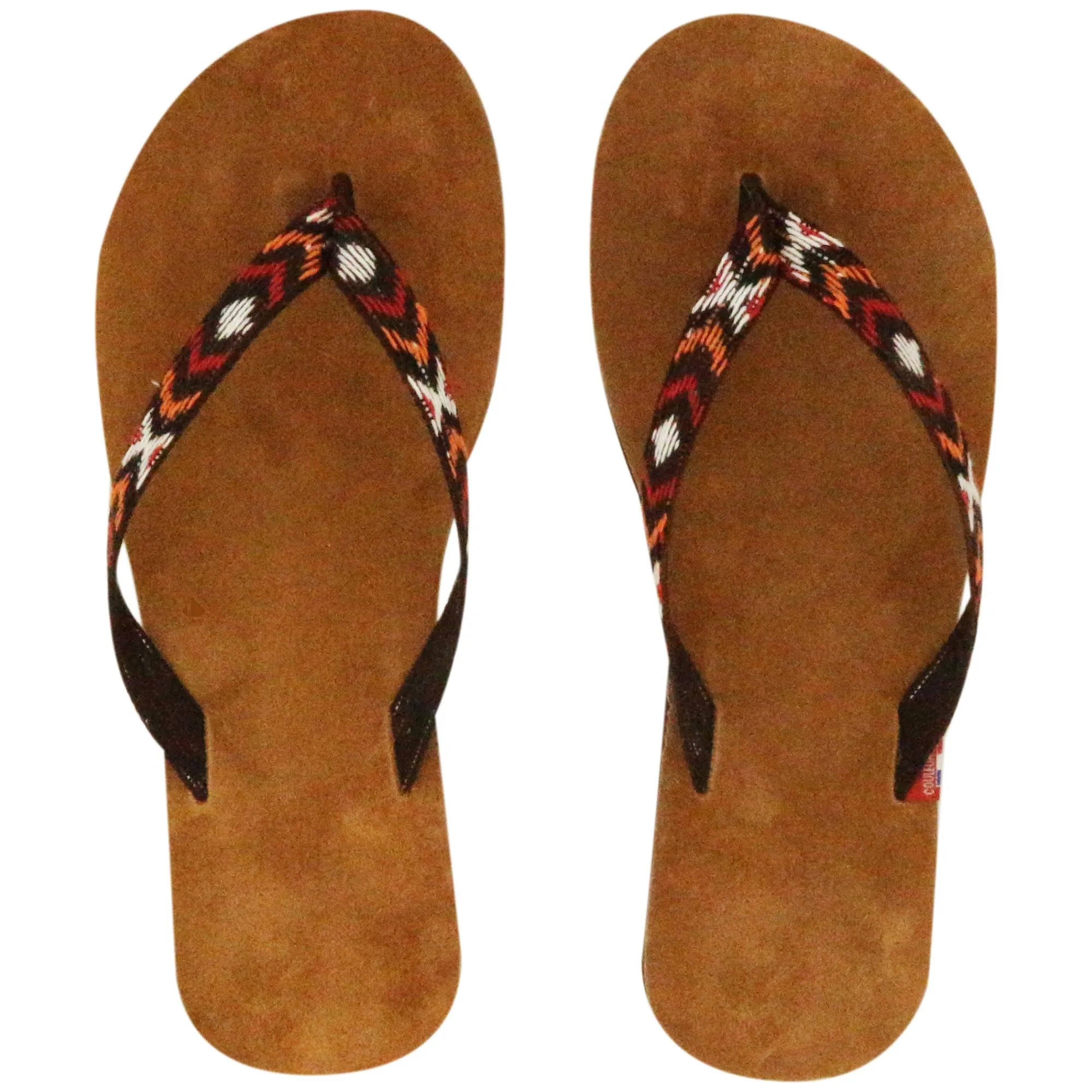 Tong en cuir motif ikat de la collection MAYA taille 38/39 beige Sable