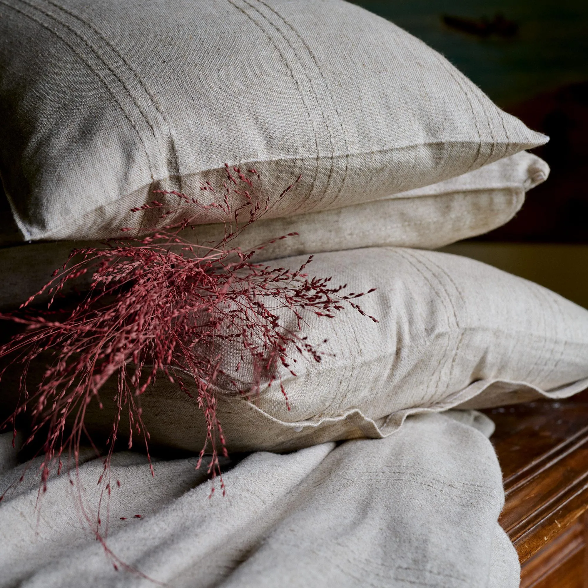 Couvre-lit 240x260 cm collection JAÏA lin et coton coloris beige lin