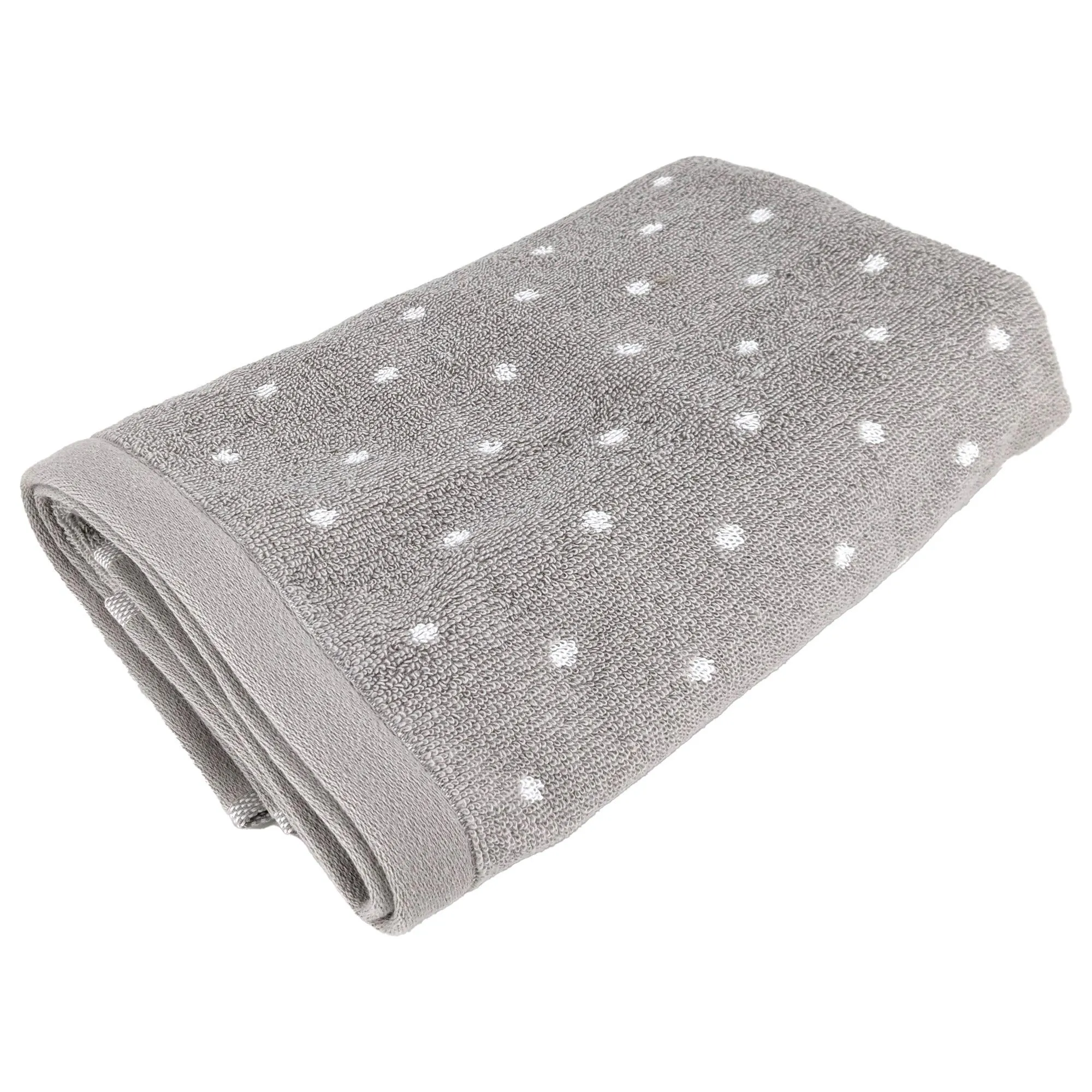 Serviette de toilette en coton 50x100 cm collection EFFICIENCE DOTS gris lunar