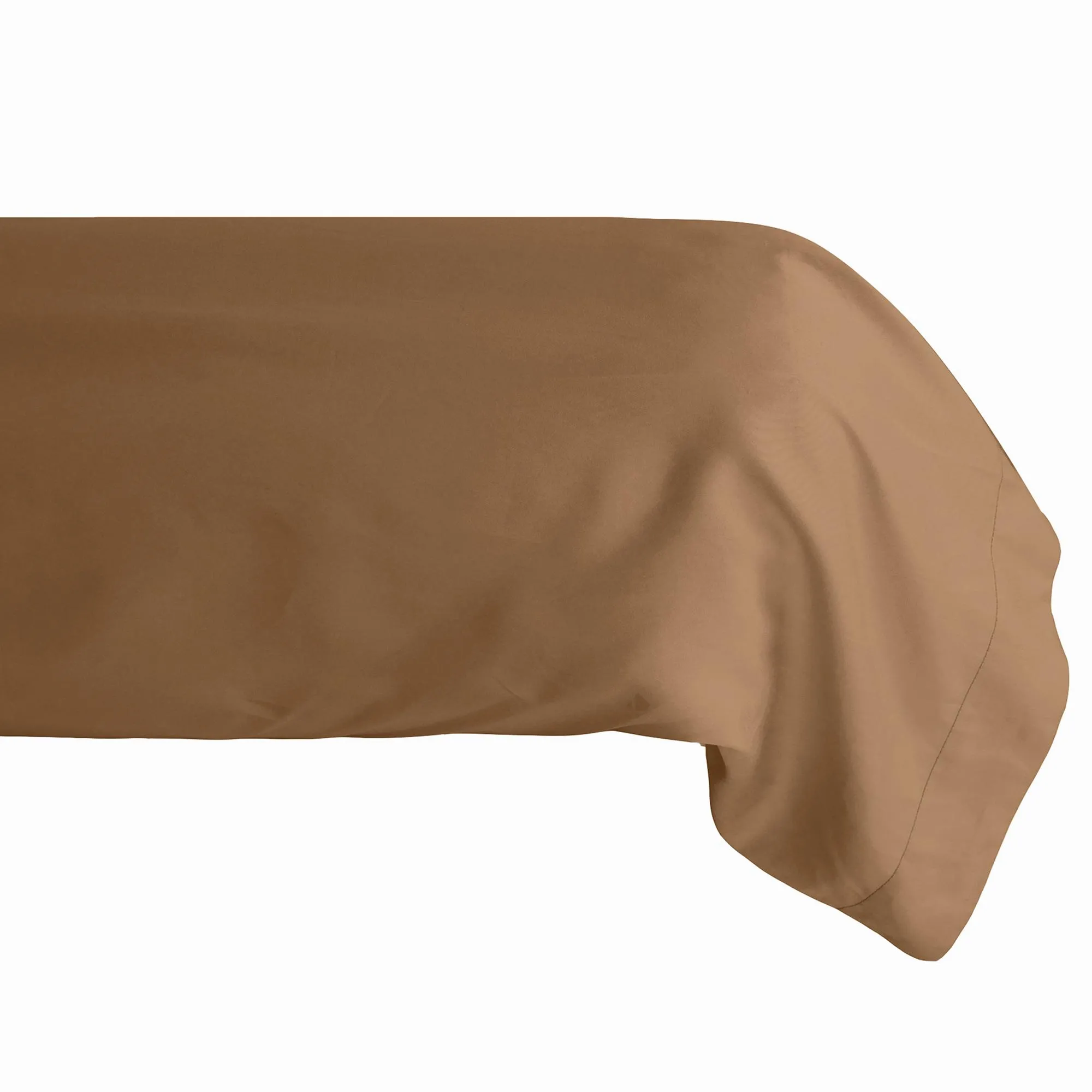 Taie de traversin 43x190 cm percale de coton MANOIR marron Cognac