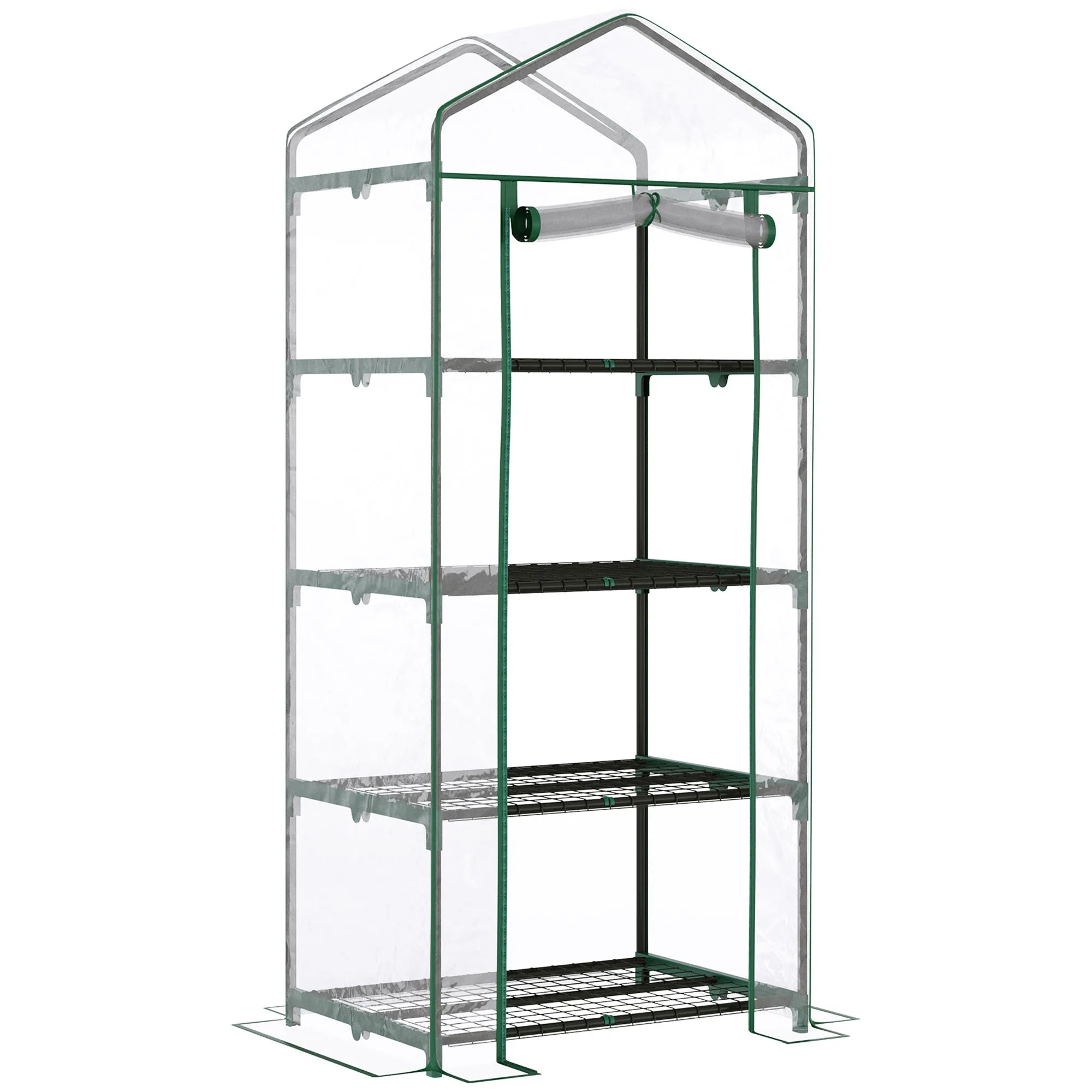 4 Tiers Mini Portable Greenhouse 160H x 70L x 50Wcm Compact Plant Grow Shed Metal Frame Transparent Clear Cover