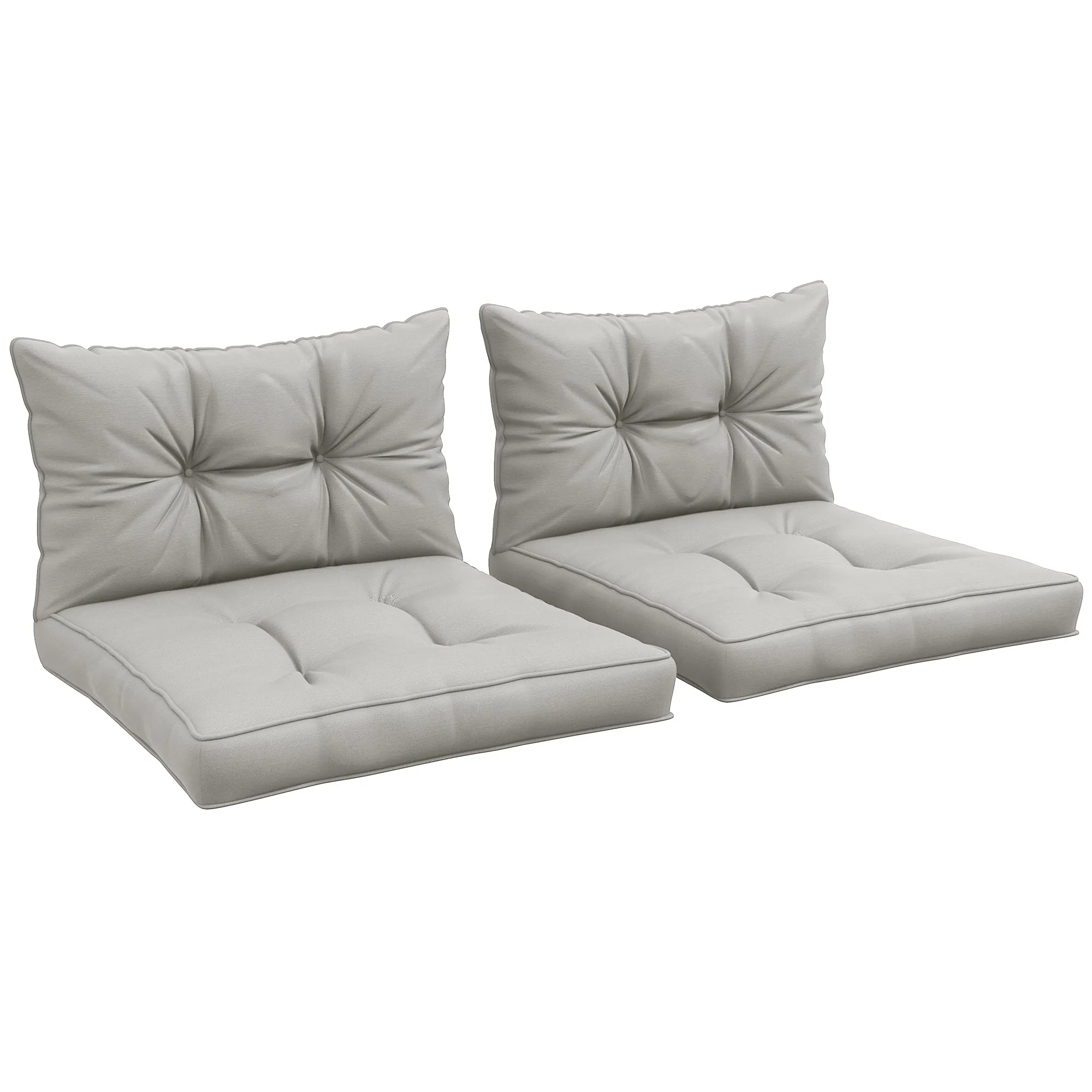 2-Piece Seat Cushions Back Pillows Replacement Light Grey Patio Chair Cushions Set for Indoor Outdoor