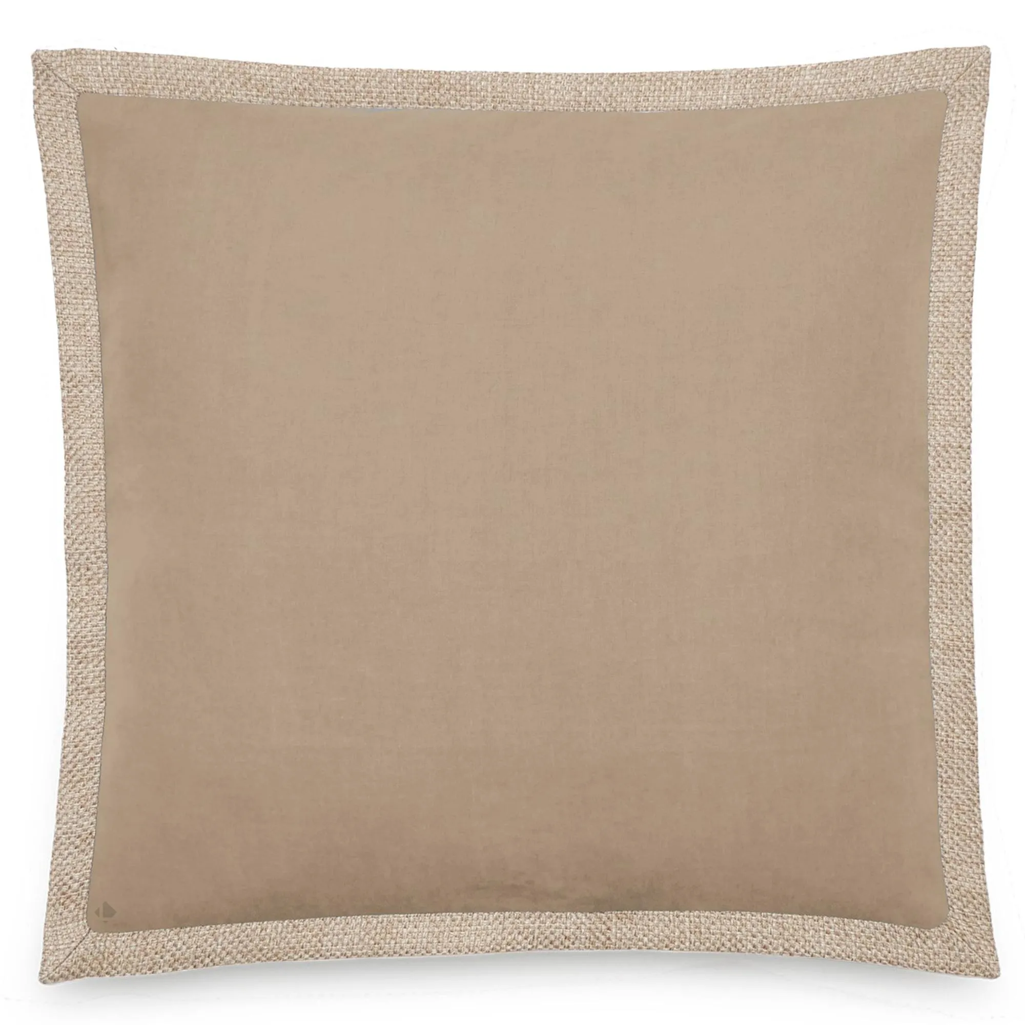 Housse de coussin coton et lin 45x45 cm LUZIA finition volant en jute marron camel