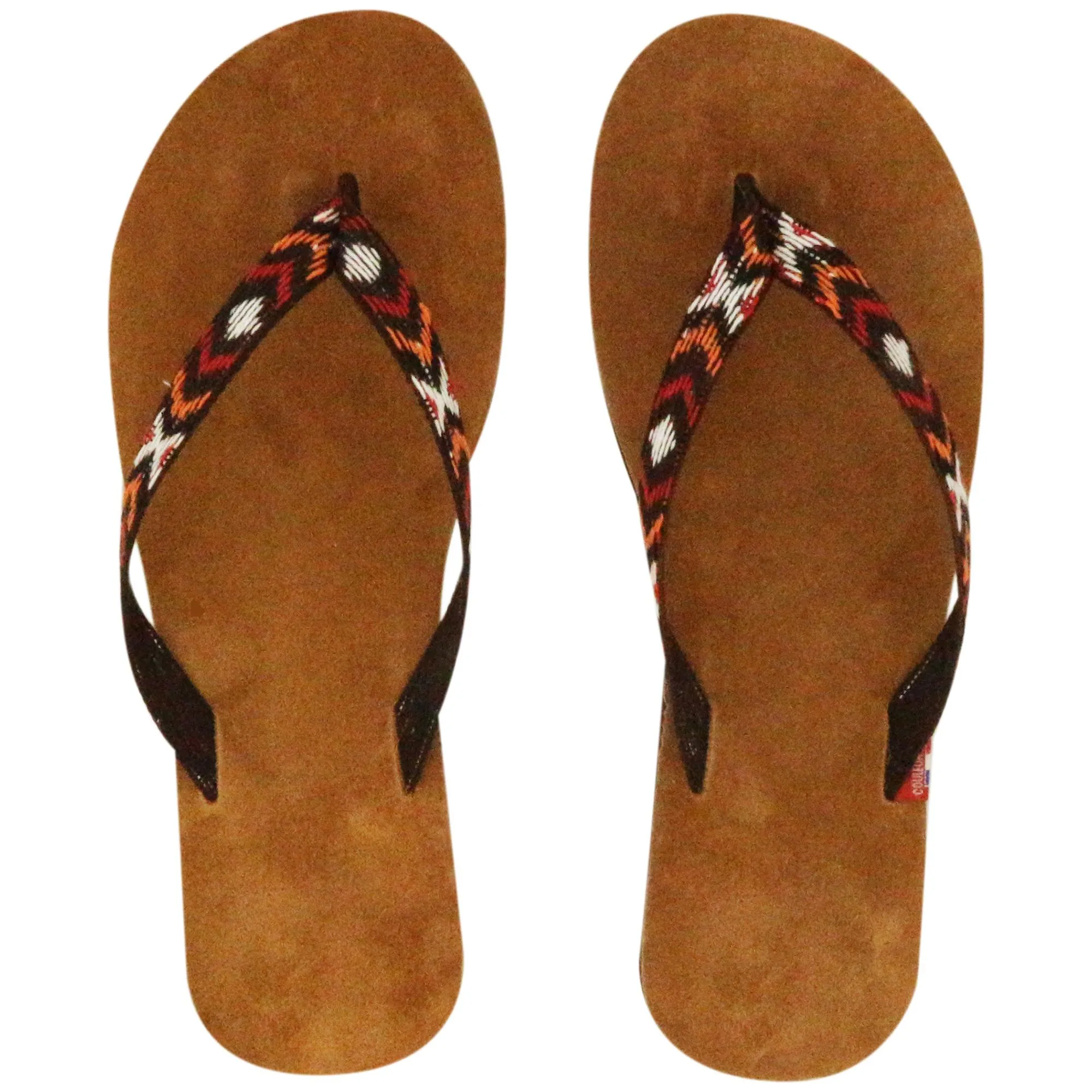 Tong en cuir motif ikat de la collection MAYA taille 42/43 beige Sable