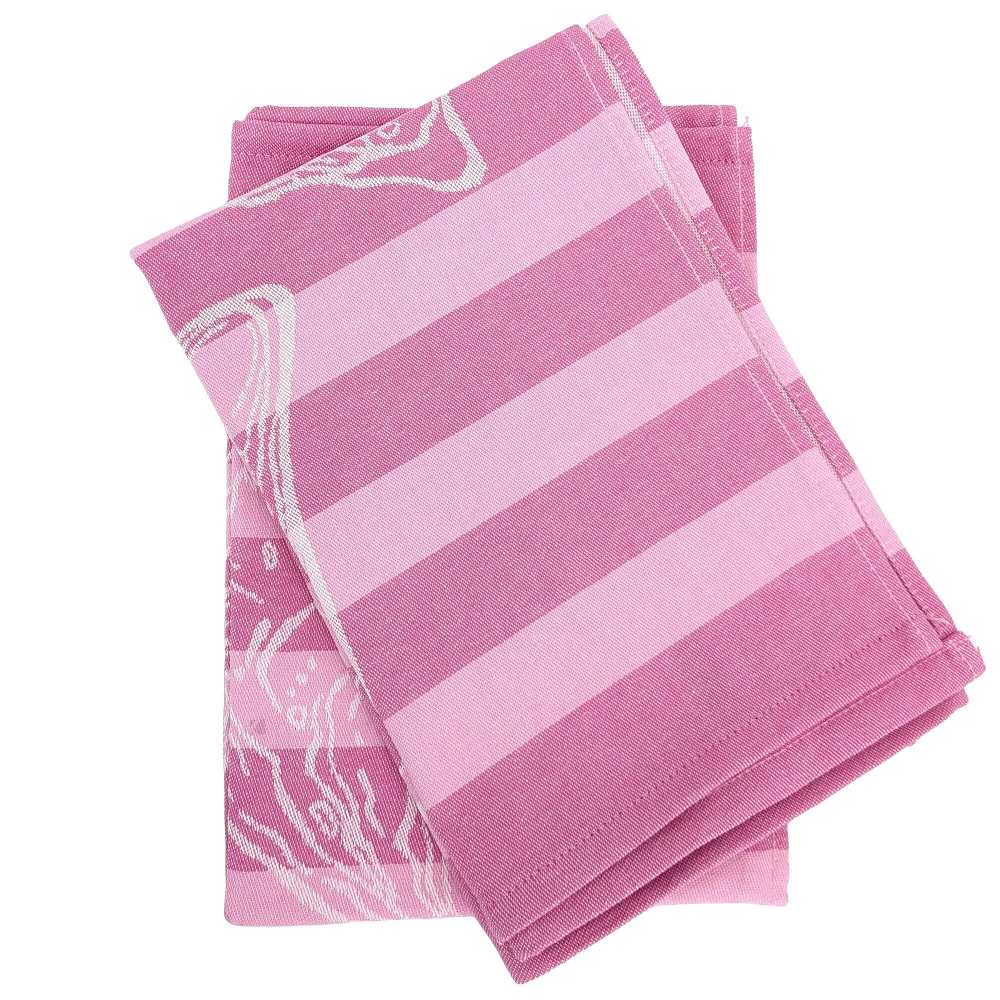 Lot de 2 torchons de cuisine toile 50x70 cm collection SEAFOOD rose