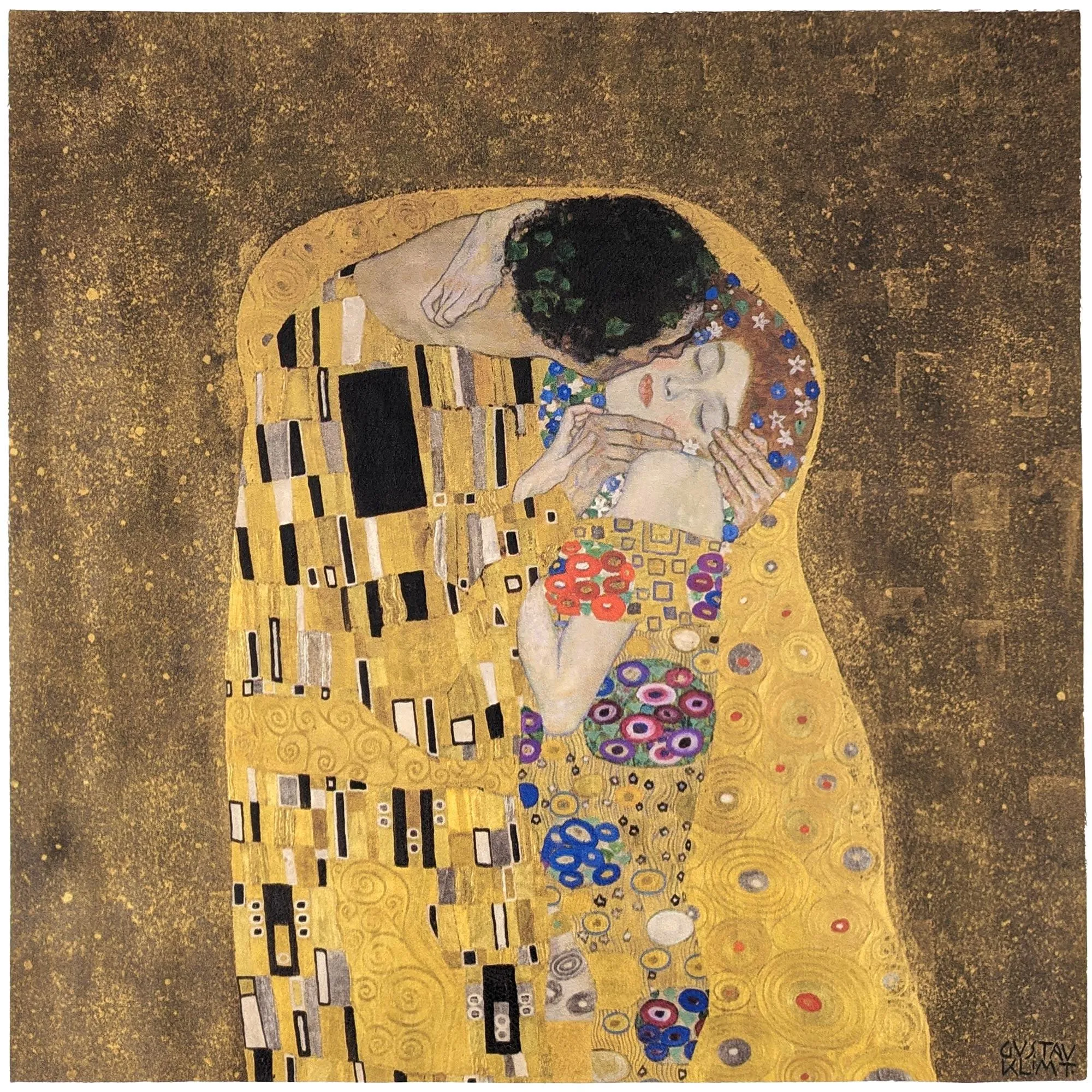 Carré de tissu similicuir vegan art nouveau 44x44 cm ART Le baiser de Klimt