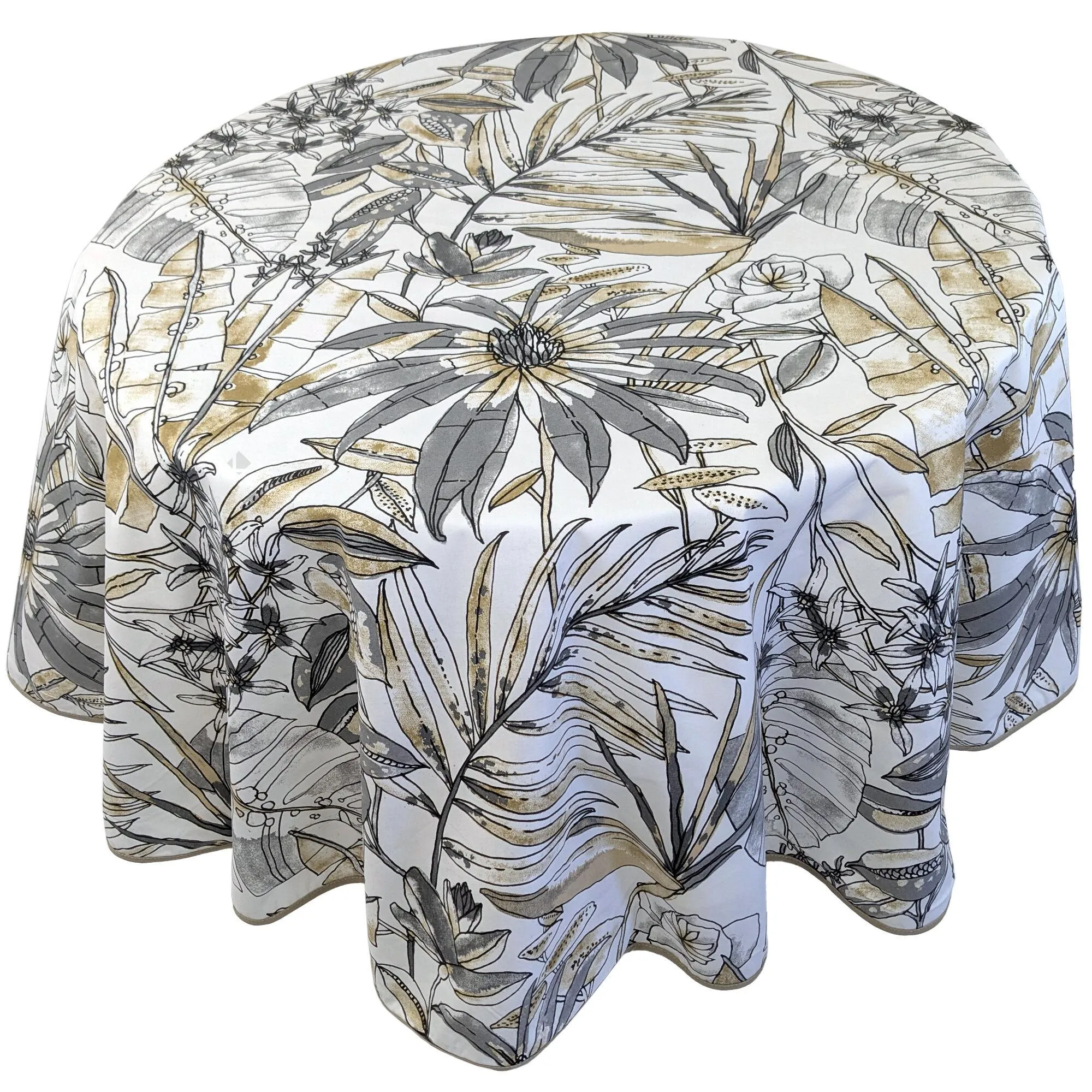 Nappe ronde 170 cm BAHIA gris Fusain 100% coton + enduction acrylique