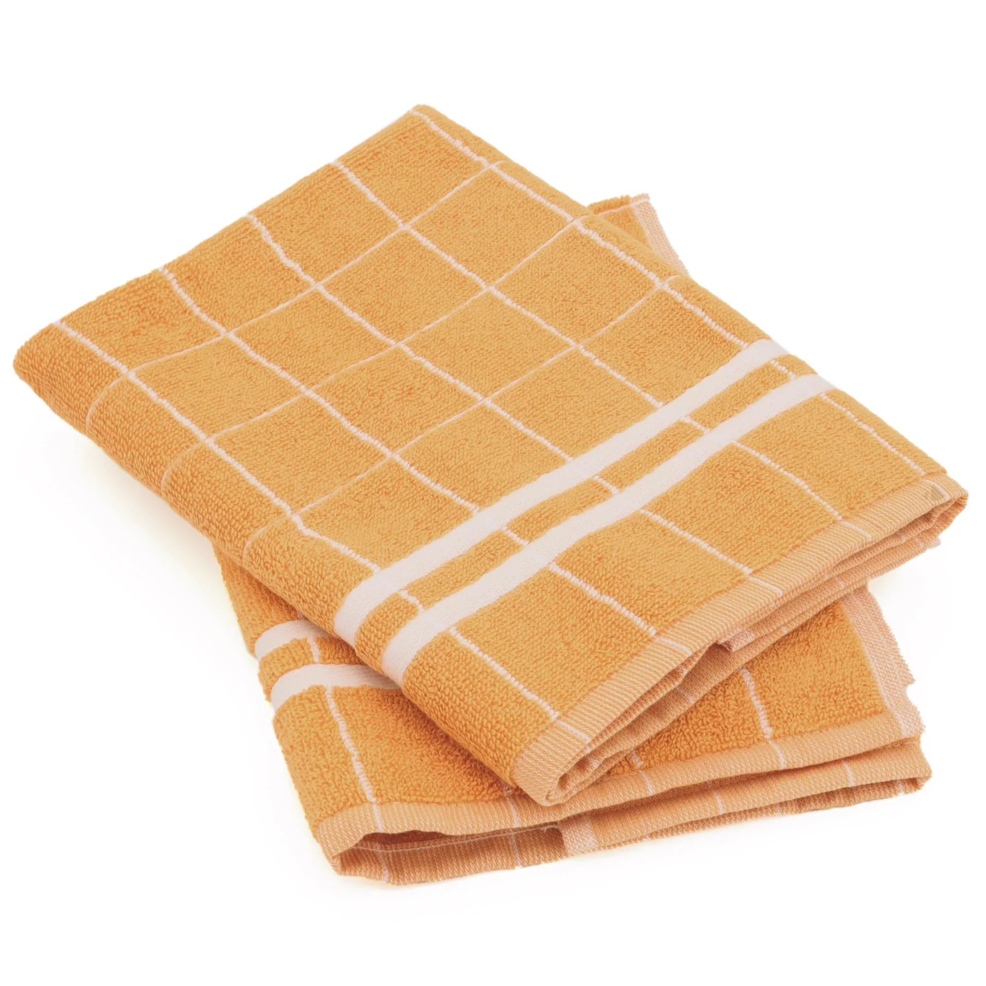 Lot de 2 torchons de cuisine éponge 50x50 cm coton NEW SQUARES jaune