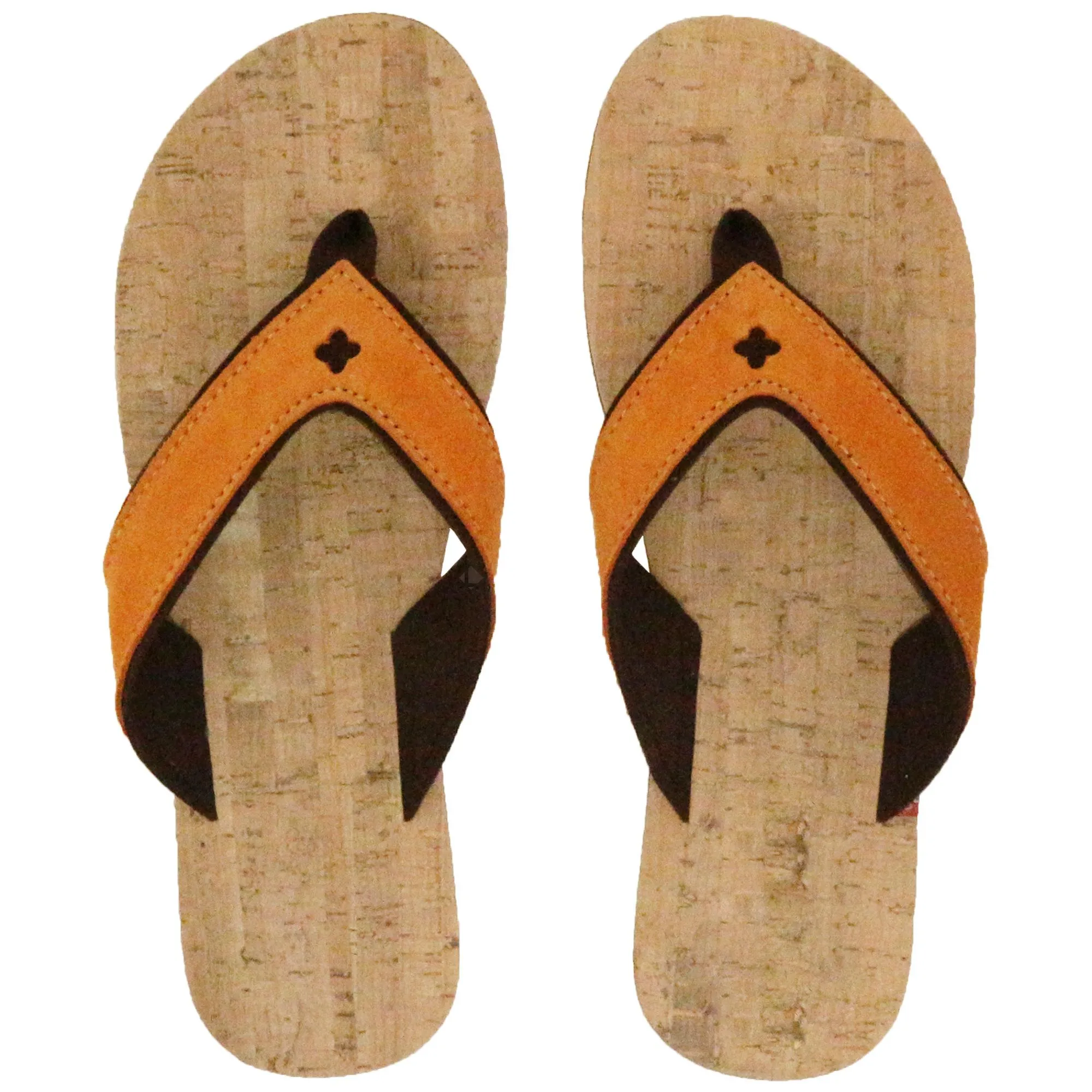 Tong bride large en cuir et liège SPERONE 46/47 Orange