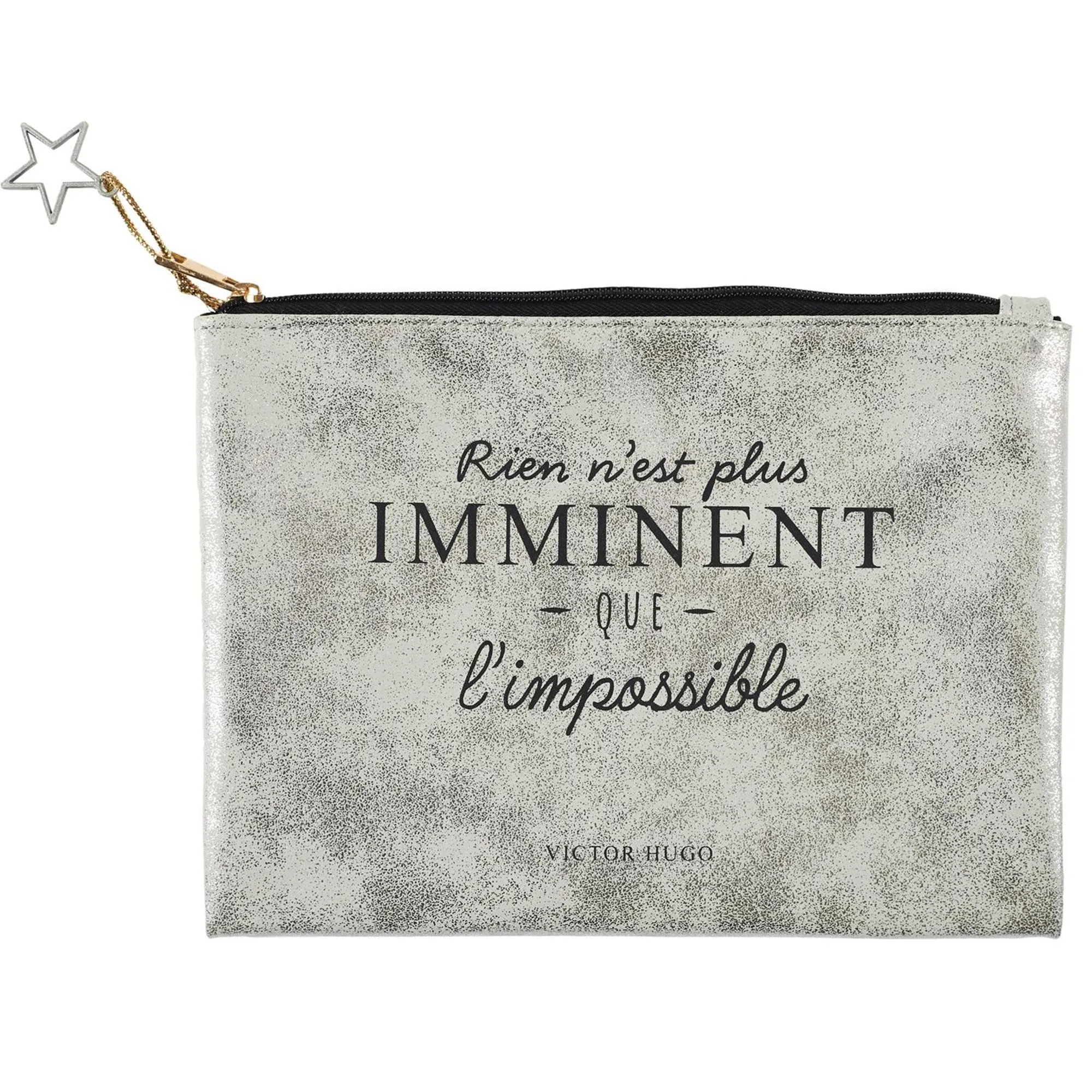 Pochette 20x15 cm collection CITATION modèle "Imminent" gris Argent