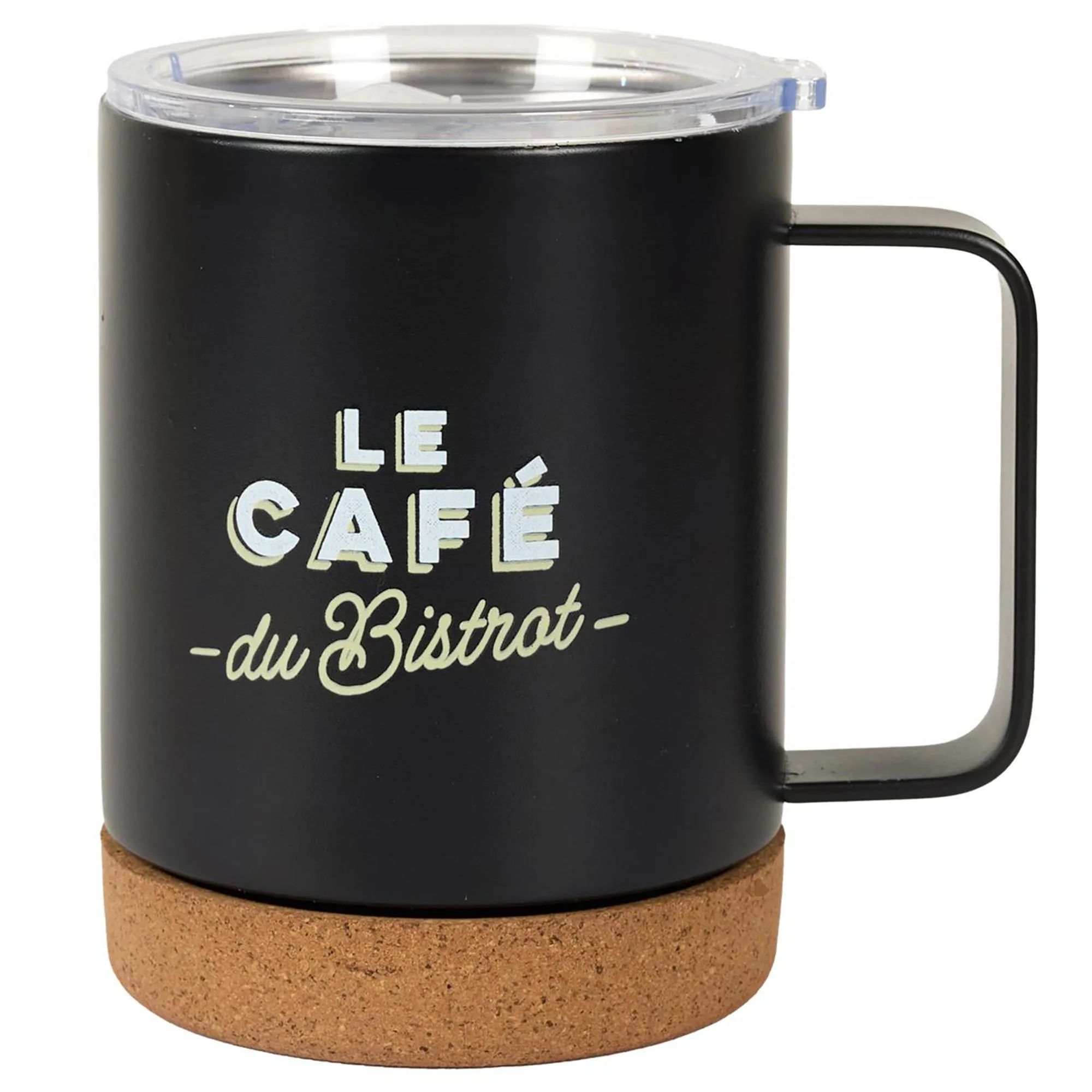 Mug de transport liège et inox AU BISTROT 42 cl coloris noir