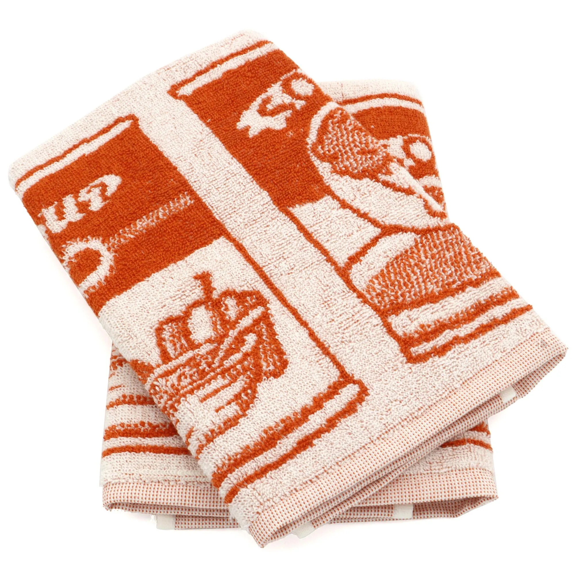 Lot de 2 torchons de cuisine éponge 50x50 cm coton SOUP orange