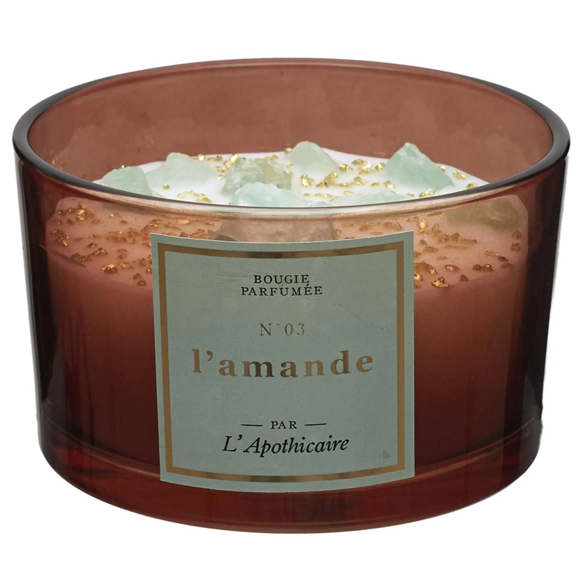 Bougie parfumée avec pierres 18h L'APOTHICAIRE à la cire de paraffine senteur amande