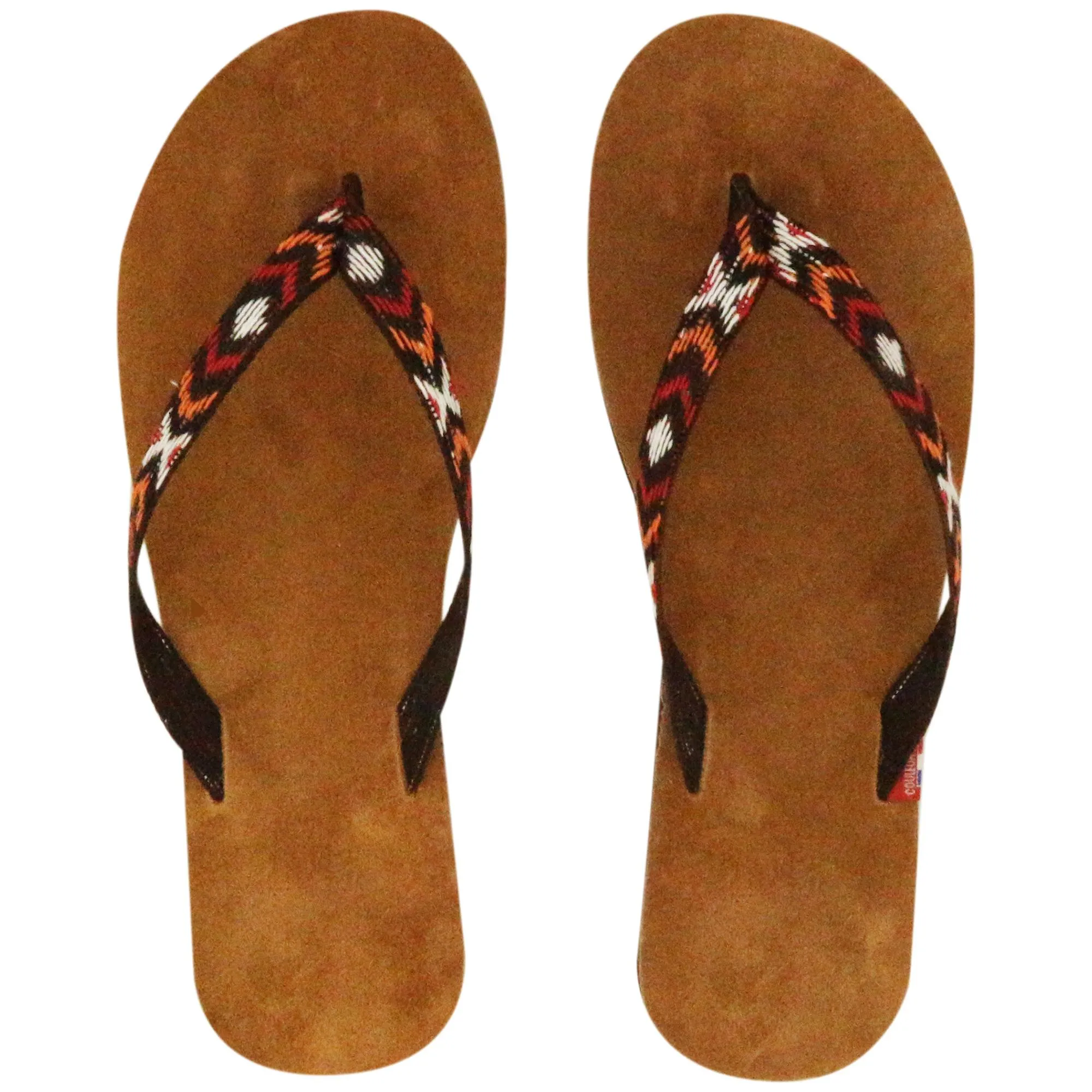 Tong en cuir motif ikat de la collection MAYA taille 46/47 beige Sable