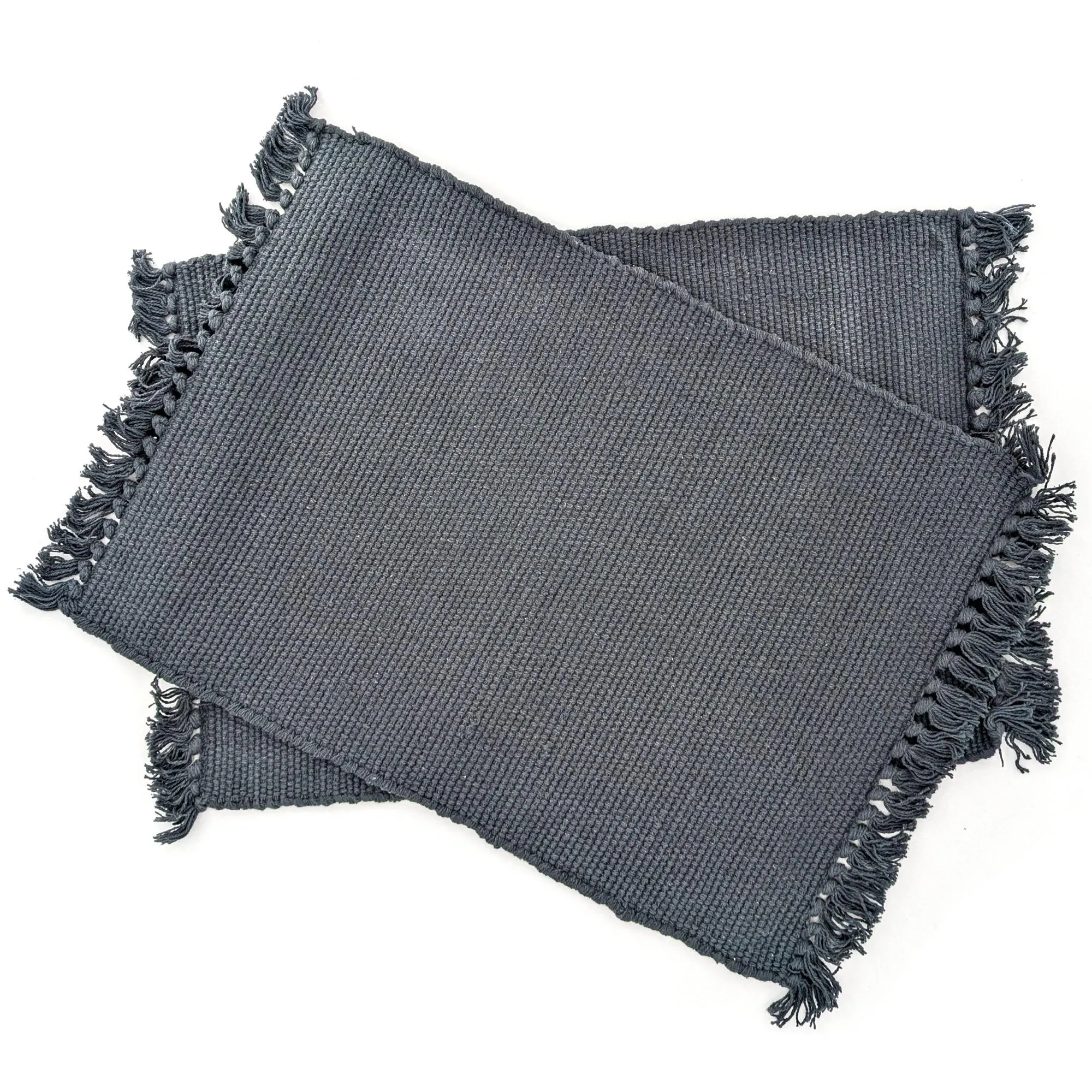 Lot de 2 sets de table à franges 33x46 cm PAPEETE gris Anthracite