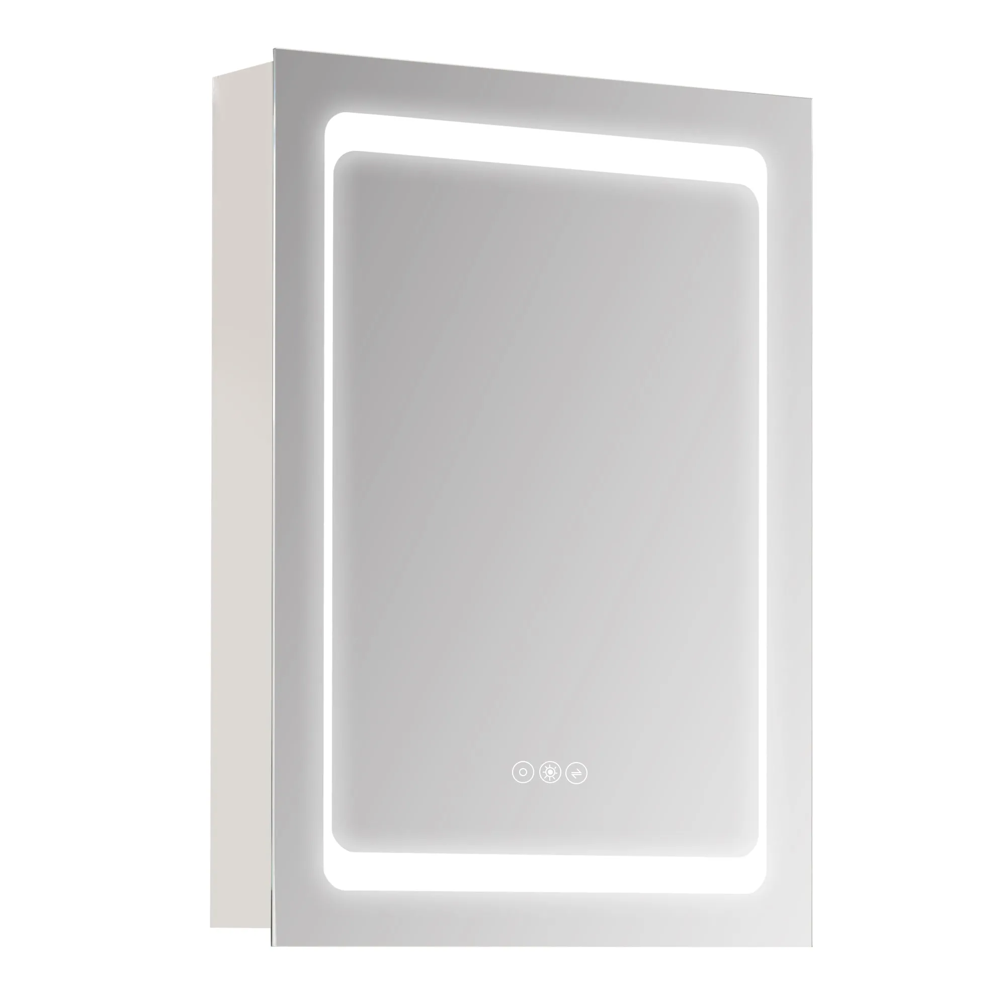 Wall-mounted LED Illuminated Bathroom Mirror Cabinet with LED Lights Shelves Touch Switch