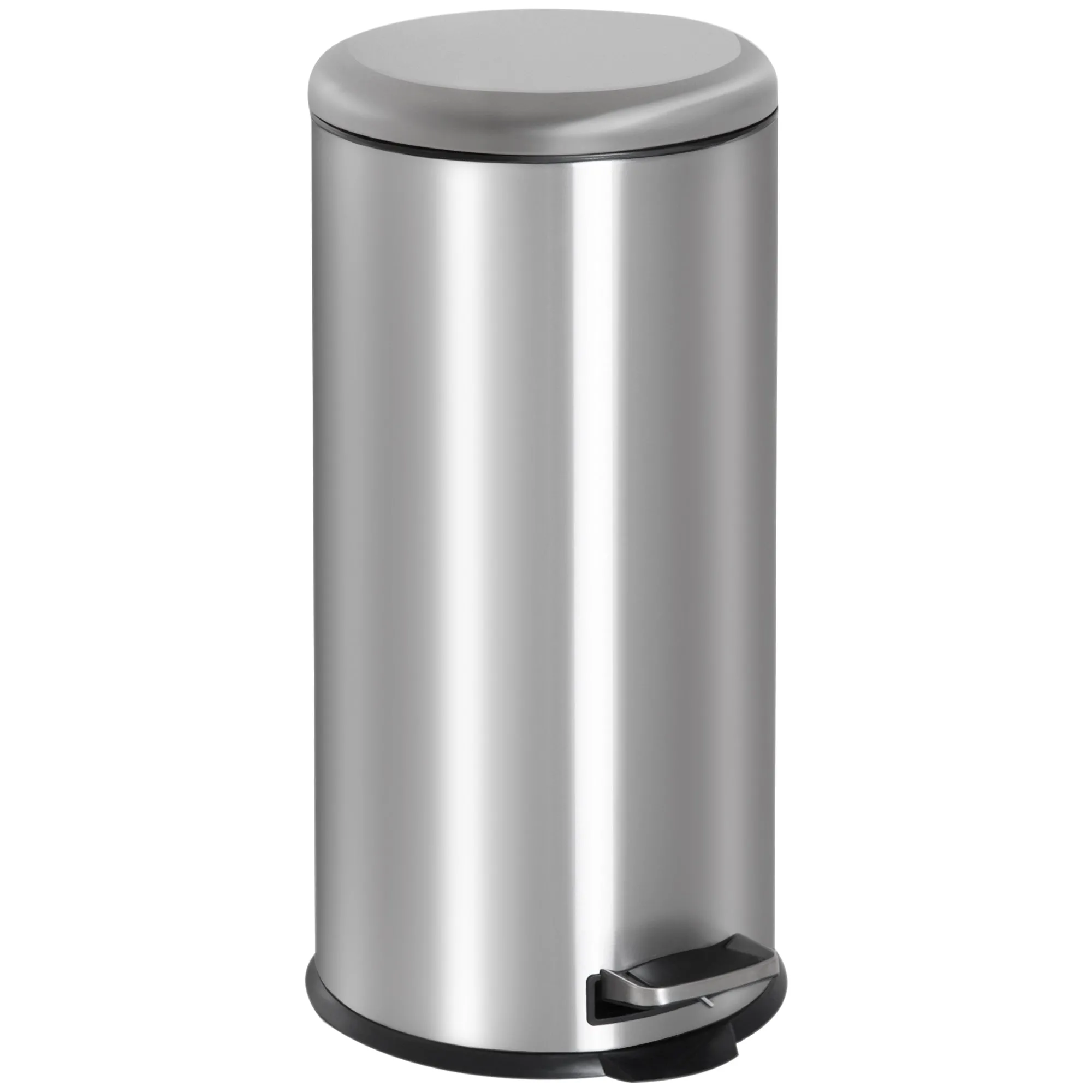 30L Foot Pedal Bin Silver Stainless Steel Metal Waste Rubbish Lid Kitchen Garbage
