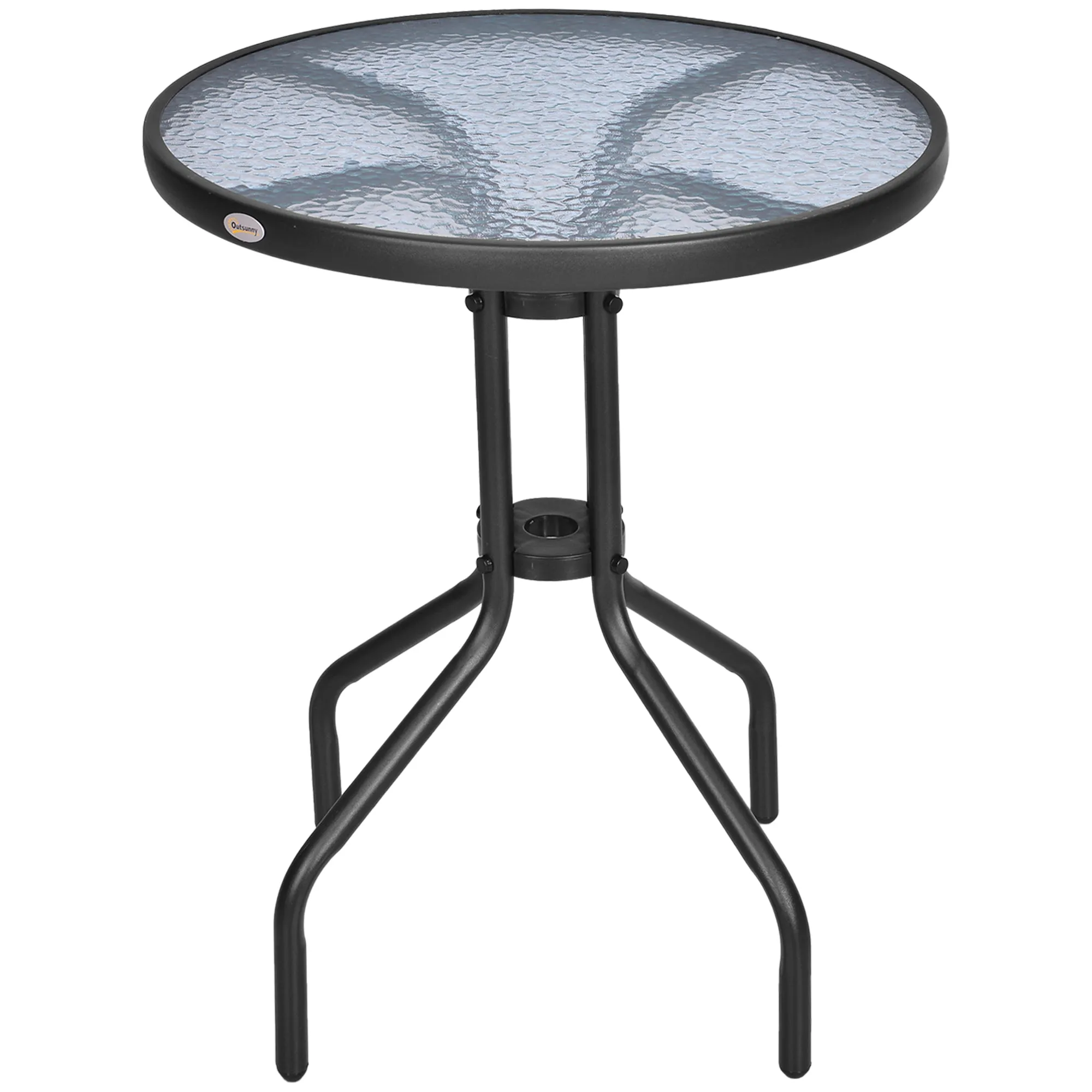 60cm Diameter Bistro Coffee Table Outdoor Tempered Glass Top Table Garden Round Dining Table