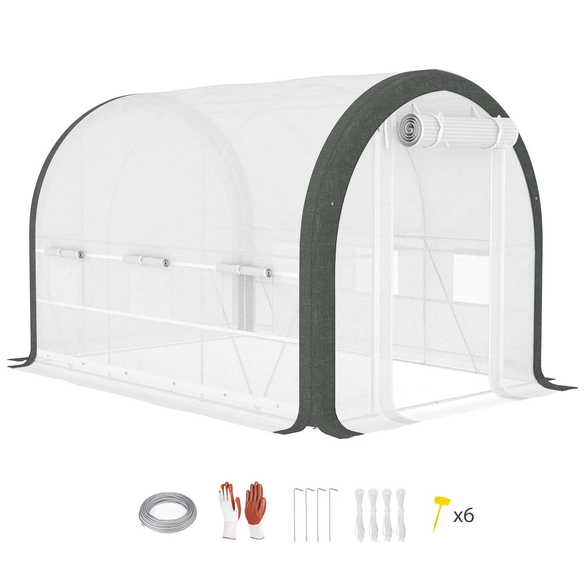 Walk-In Tunnel Greenhouse 3 x 2m White with Accessories