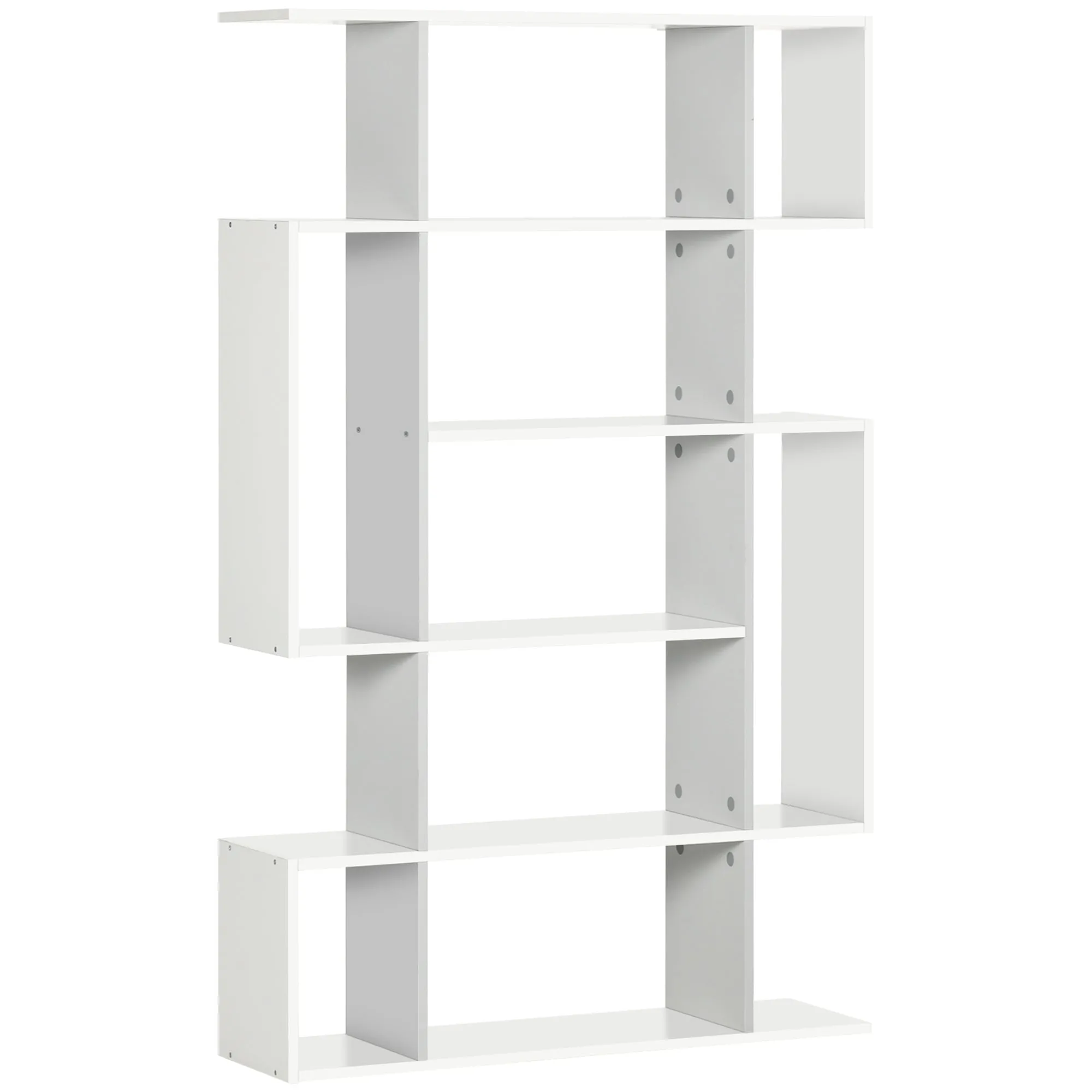 5 Tier Bookshelf White Modern Bookcase with 13 Open Shelves Freestanding Decorative Storage Shelving for Home Office Study