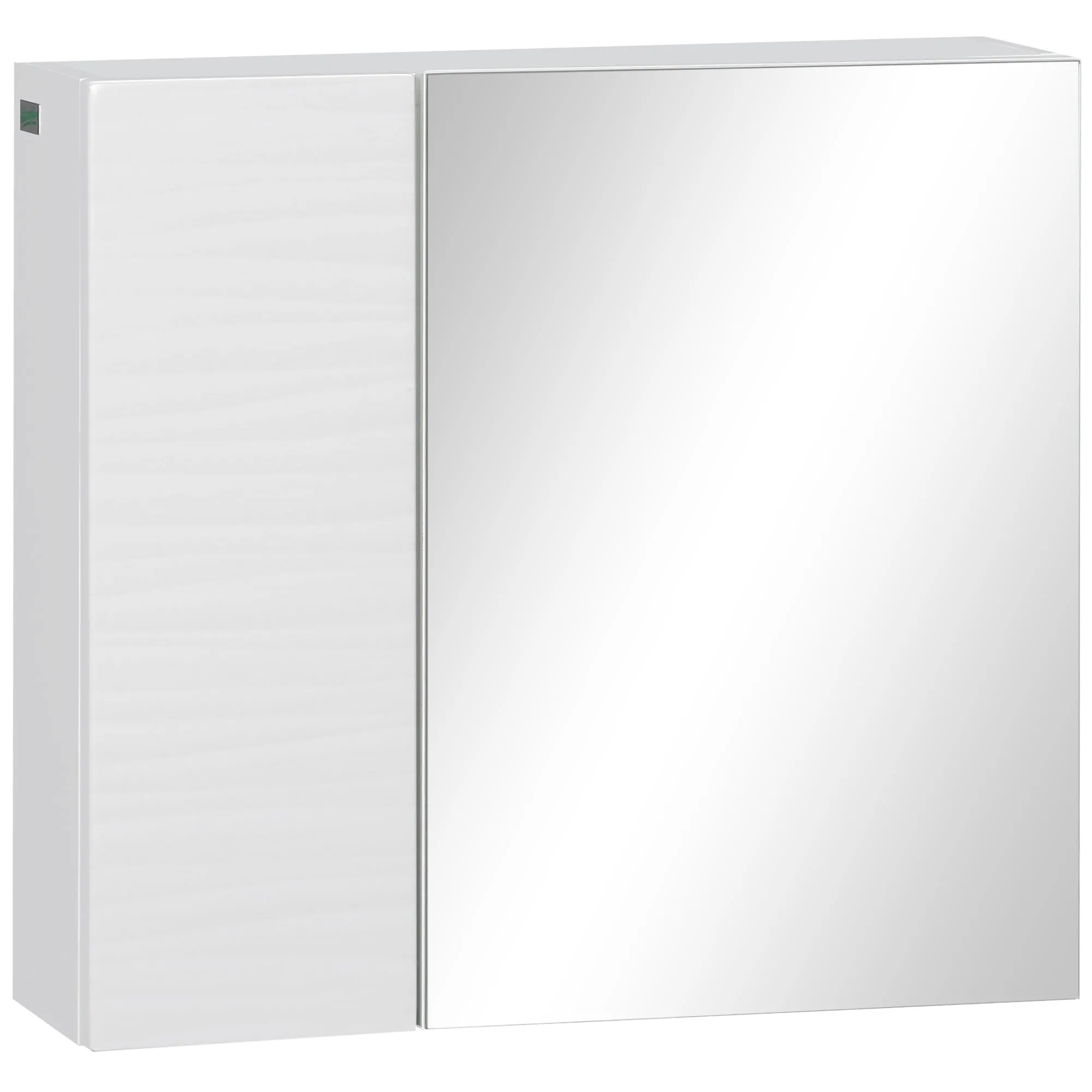 Wall Mounted Double Door Bathroom Cabinet with Mirror Storage Cupboard Organizer Adjustable Shelves White