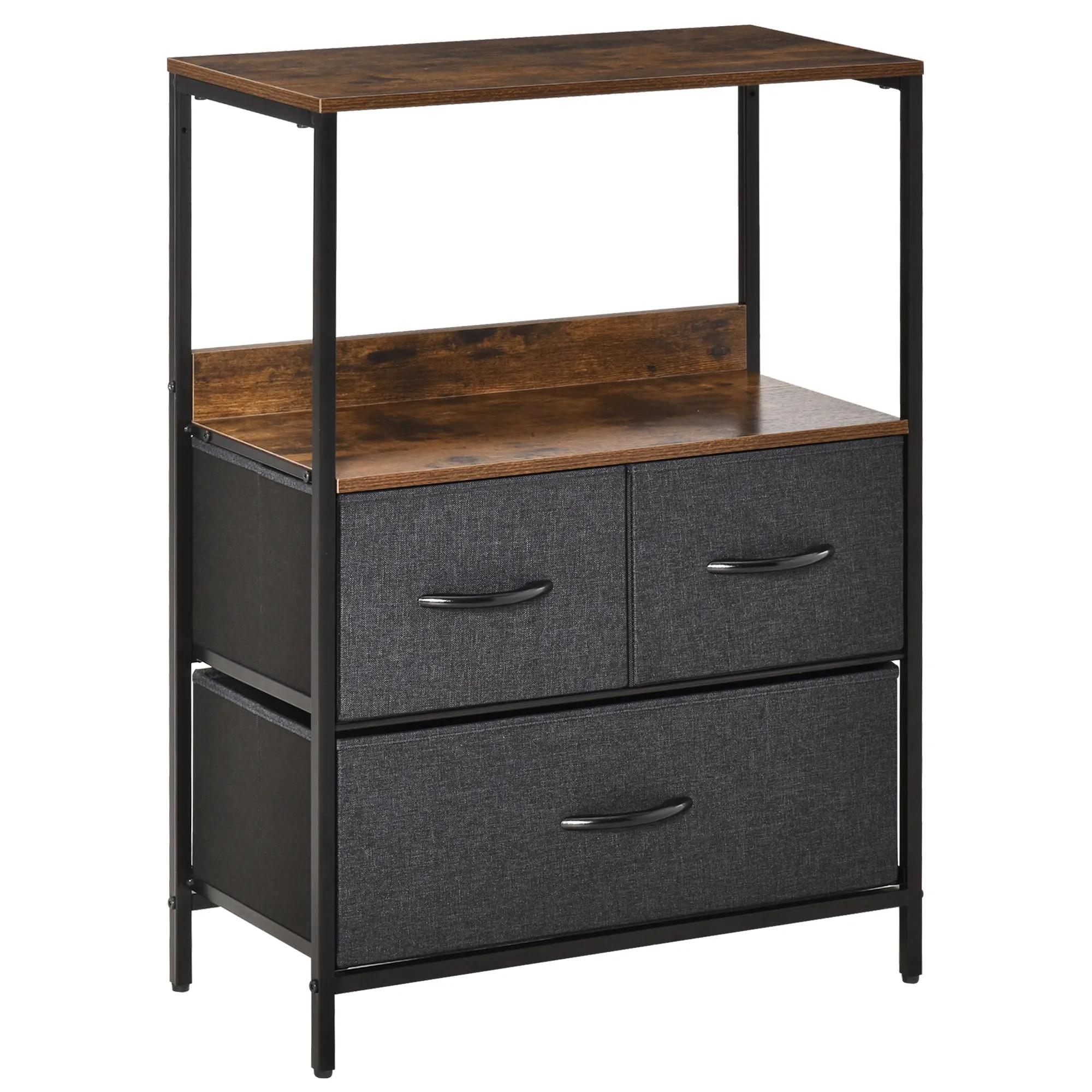 3 Drawer Storage Chest Unit Black Home Cabinet with Shelves Home Living Room Bedroom Entryway Living Furniture