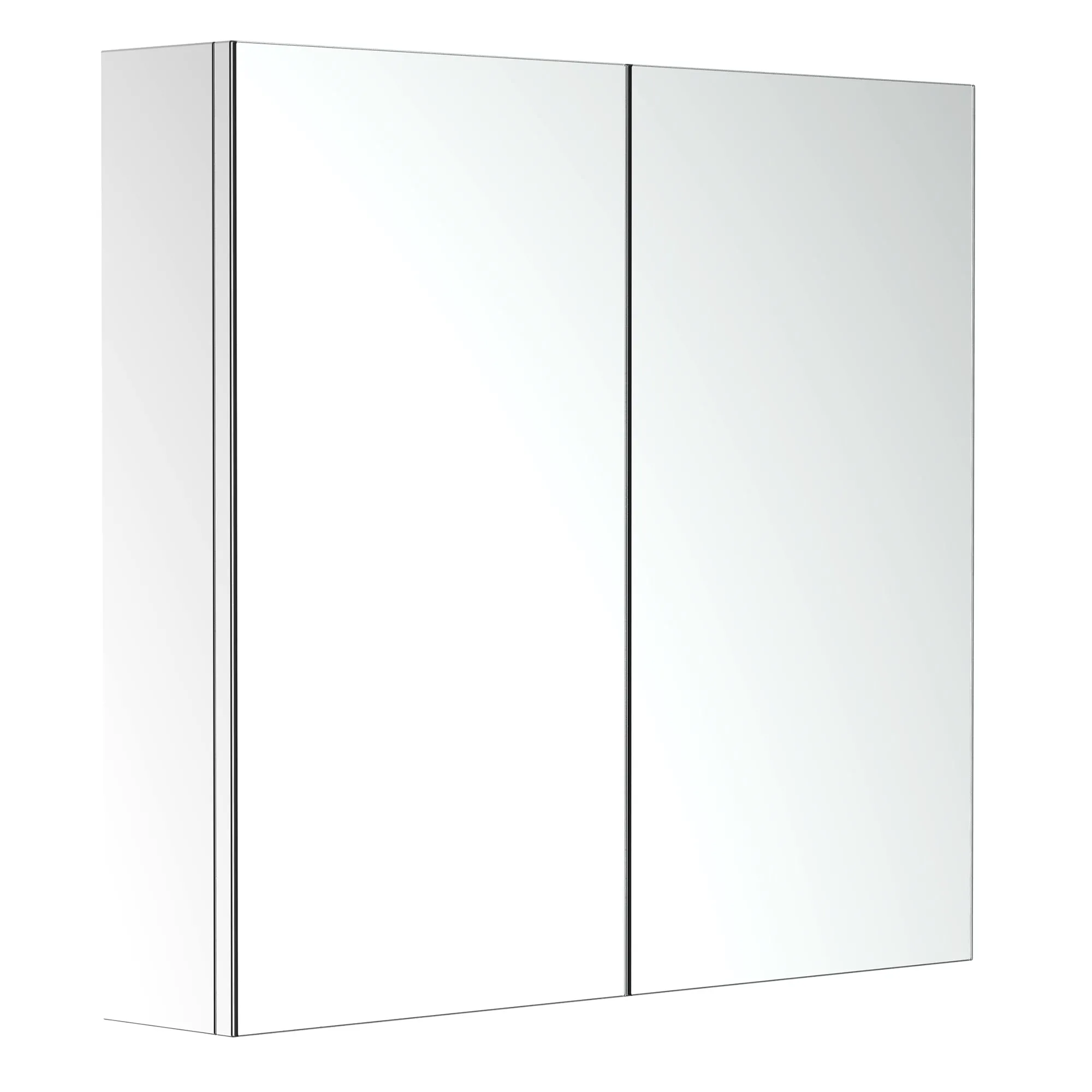 Wall Mounted Stainless Steel Bathroom Mirror Cabinet Double Doors 60x55cm