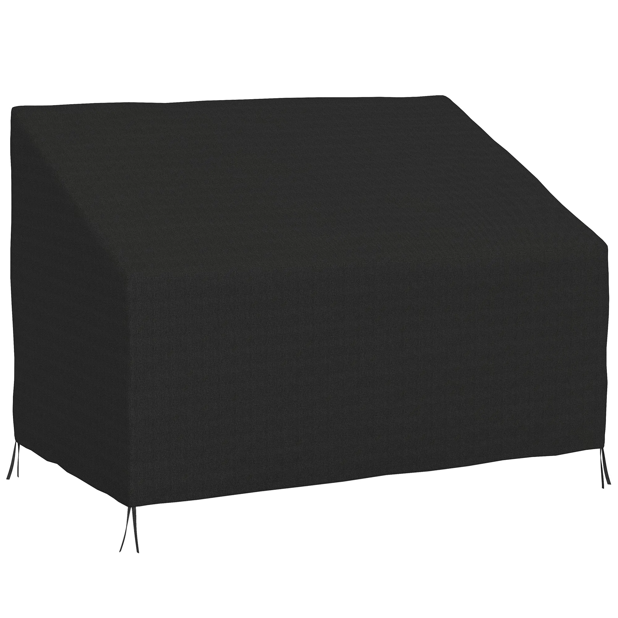140L x 84W x 56/94H cm 600D Oxford Cloth Furniture Cover Black 2 Seater Sofa Protector for Garden Patio, Outdoor, Waterproof