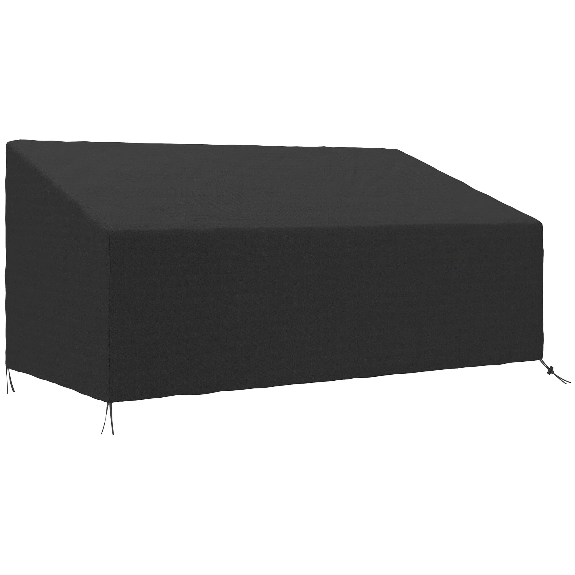 218 x 111 x 63-101 cm 600D Oxford Cloth Garden Furniture Cover Black Waterproof 3 Seater Sofa Protector for Patio, Outdoor