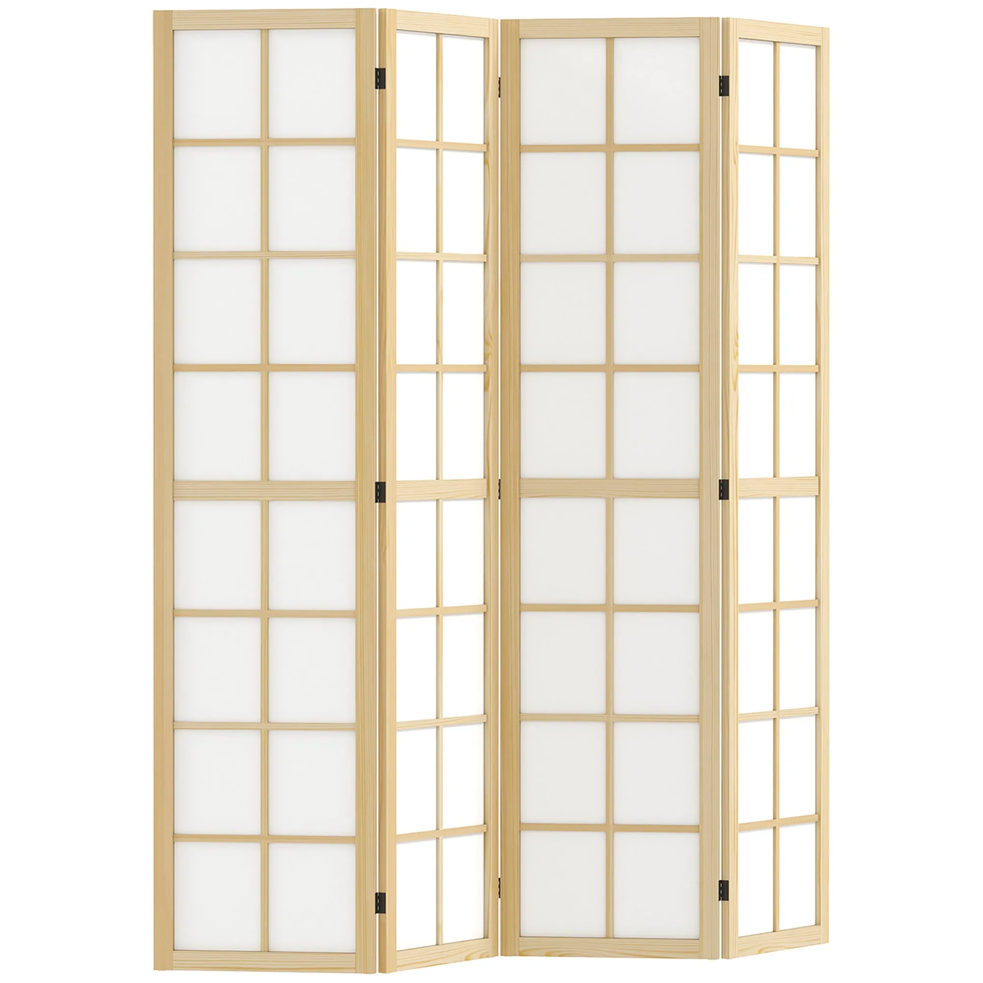 4 Panel Folding Room Divider 160 x 170cm Freestanding Room Separator Indoor Privacy Screen for Living Room Bedroom