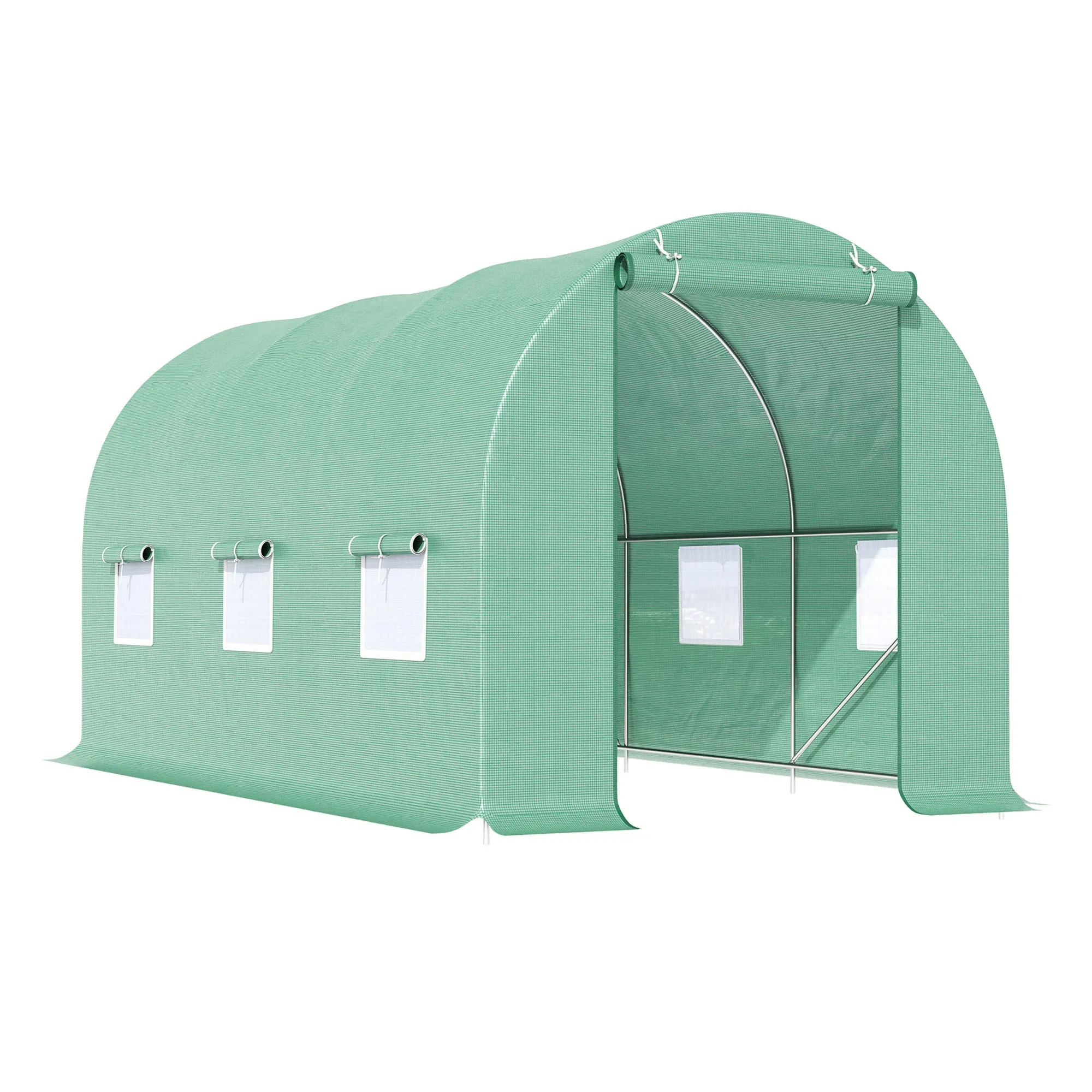 Walk-in Tunnel Greenhouse 4.5m x 2m x 2m Green Garden Plant Growing House with Door and Ventilation Window