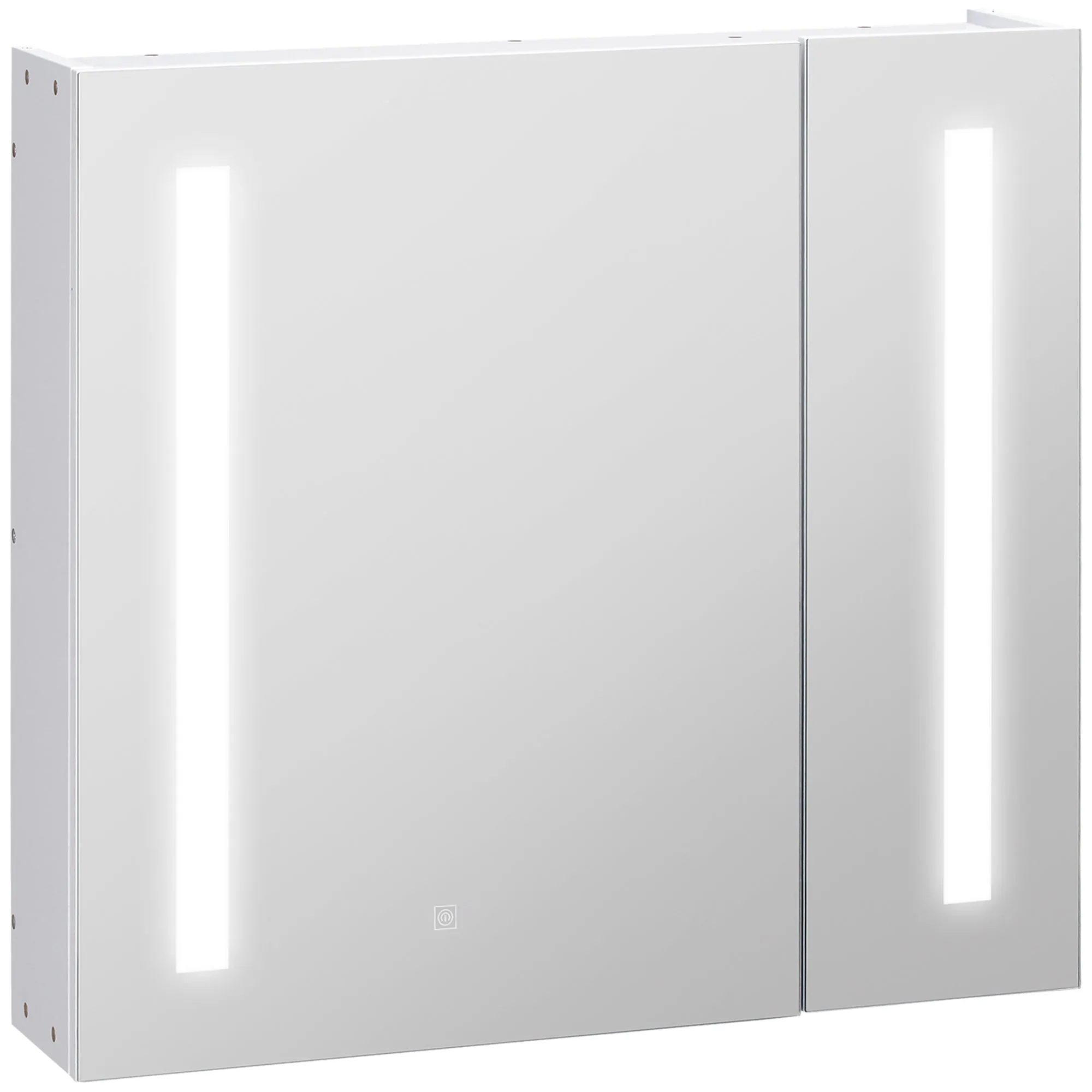 Wall Mounted Illuminated LED Bathroom Mirror Cabinet 650 x 700Hmm Lights Touch Switch Adjustable Shelf White