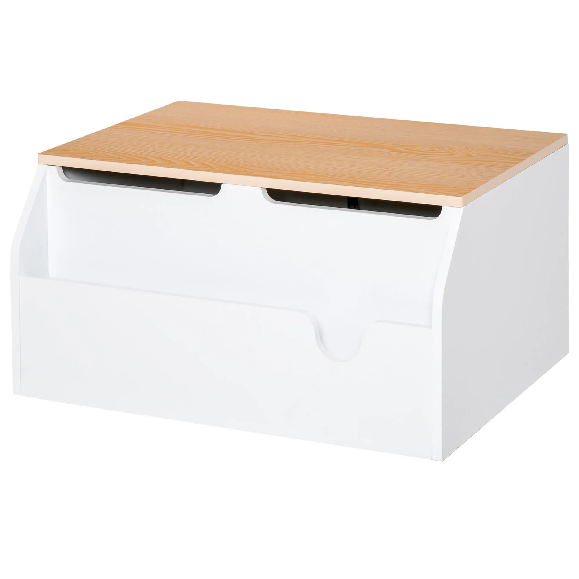 Wooden Kids Toy Box Children Storage Chest Organiser Book Slot Safety Hinge Playroom Furniture White