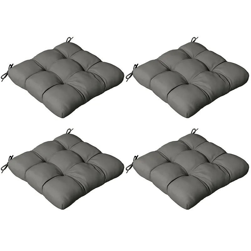 4-Piece Seat Cushion Pillows Replacement Charcoal Grey Patio Chair Cushions Set with Ties for Indoor Outdoor